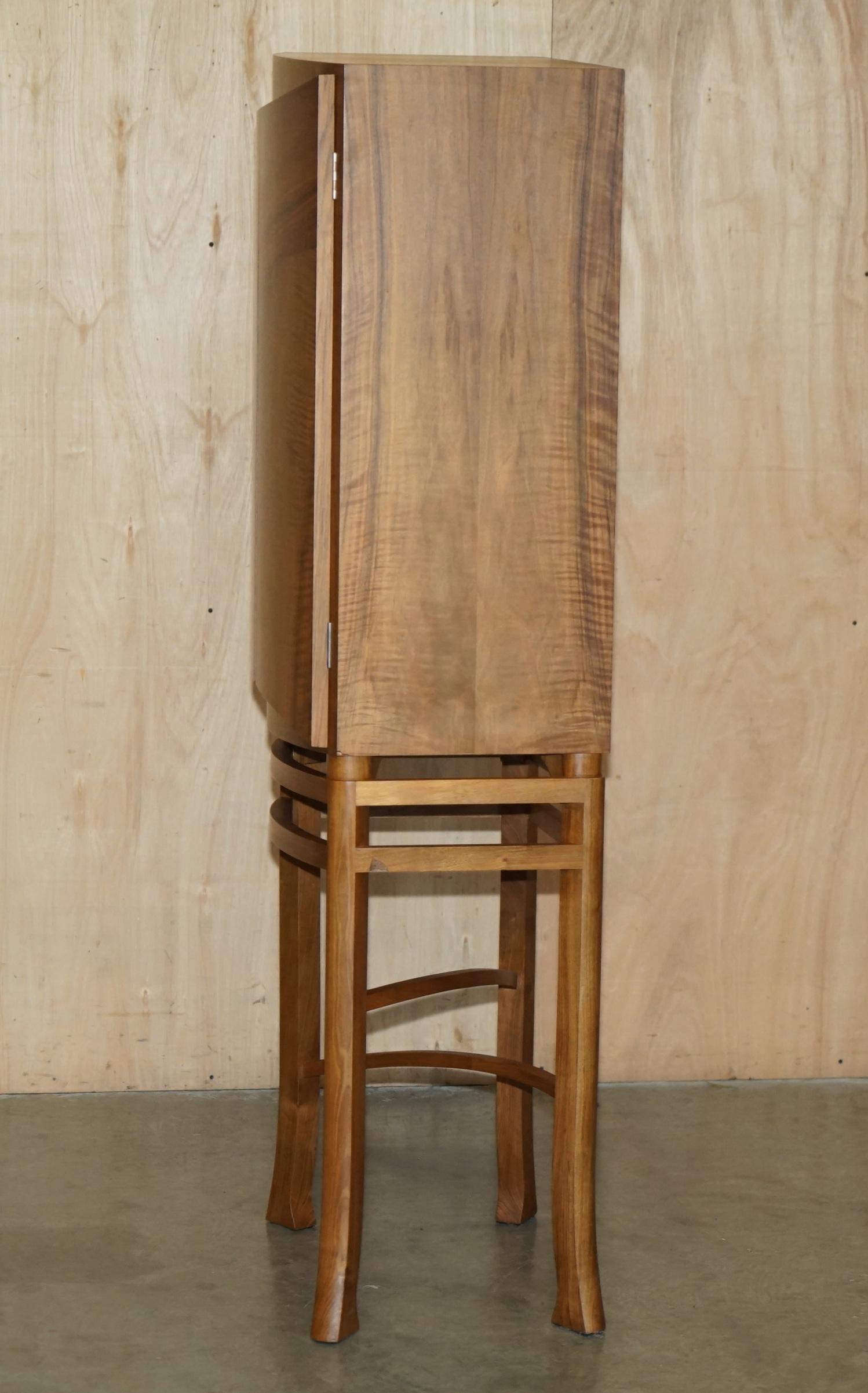 ENGLISH WALNUT DEREK ELLIOTT GLASS SHELVED DISPLAY OR DRINKS CABiNET For Sale 8