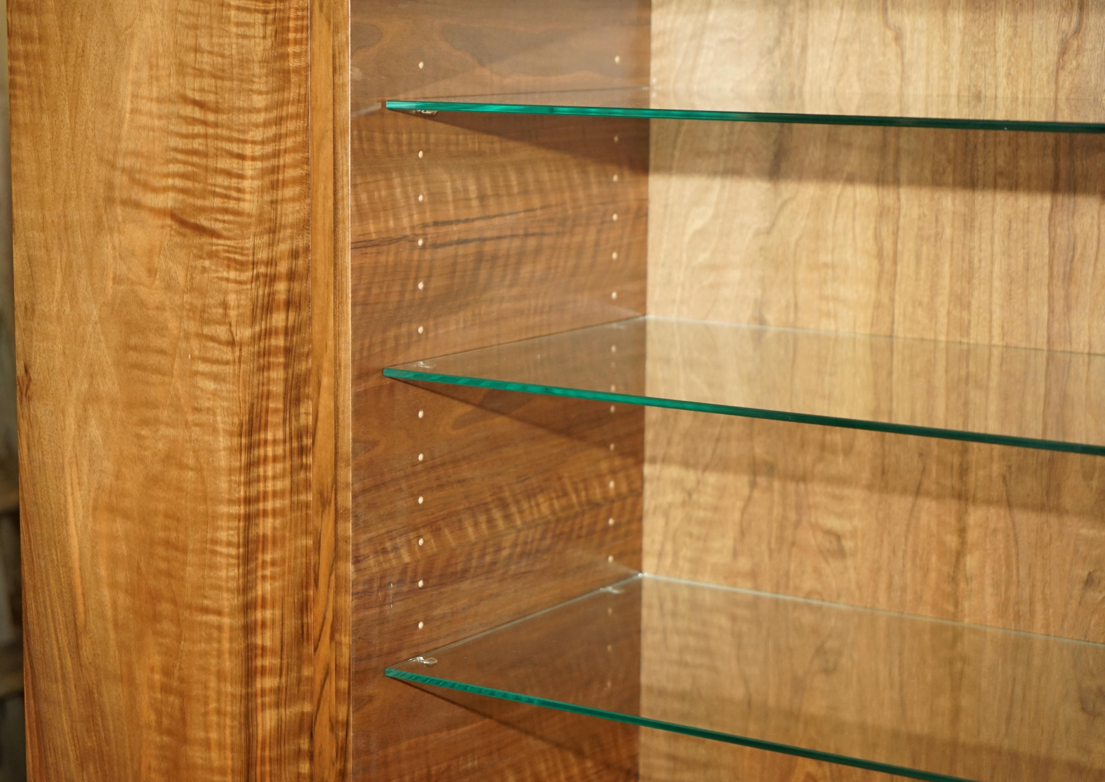 ENGLISH WALNUT DEREK ELLIOTT GLASS SHELVED DISPLAY OR DRINKS CABiNET For Sale 12
