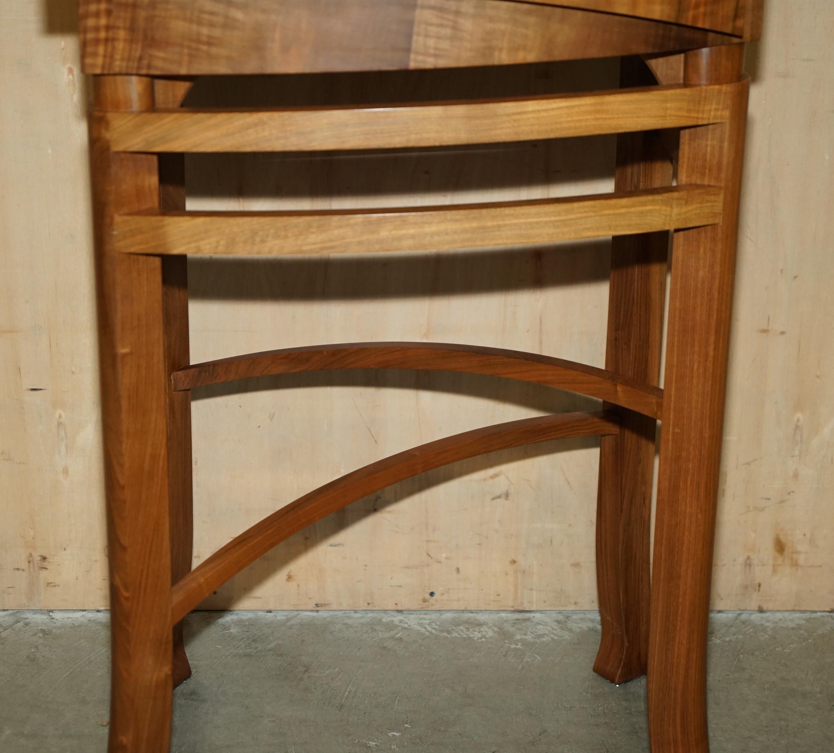 ENGLISH WALNUT DEREK ELLIOTT GLASS SHELVED DISPLAY OR DRINKS CABiNET For Sale 1