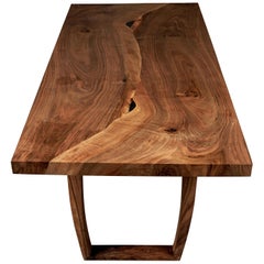 English Walnut Dining Table, Inset Live Edge joined top. by Jonathan Field