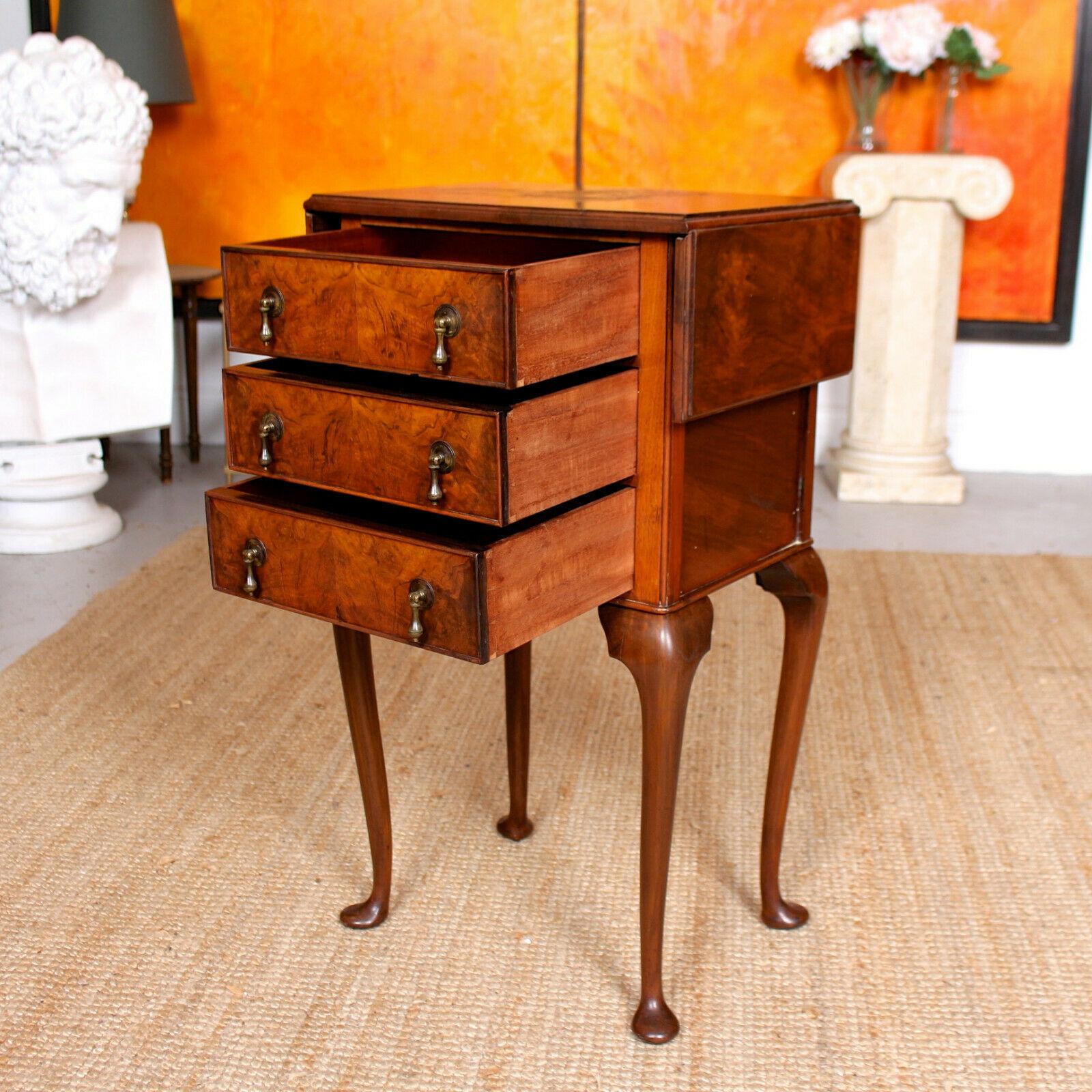 English Walnut Drop Leaf Chest of Drawers 19th, Century For Sale 3