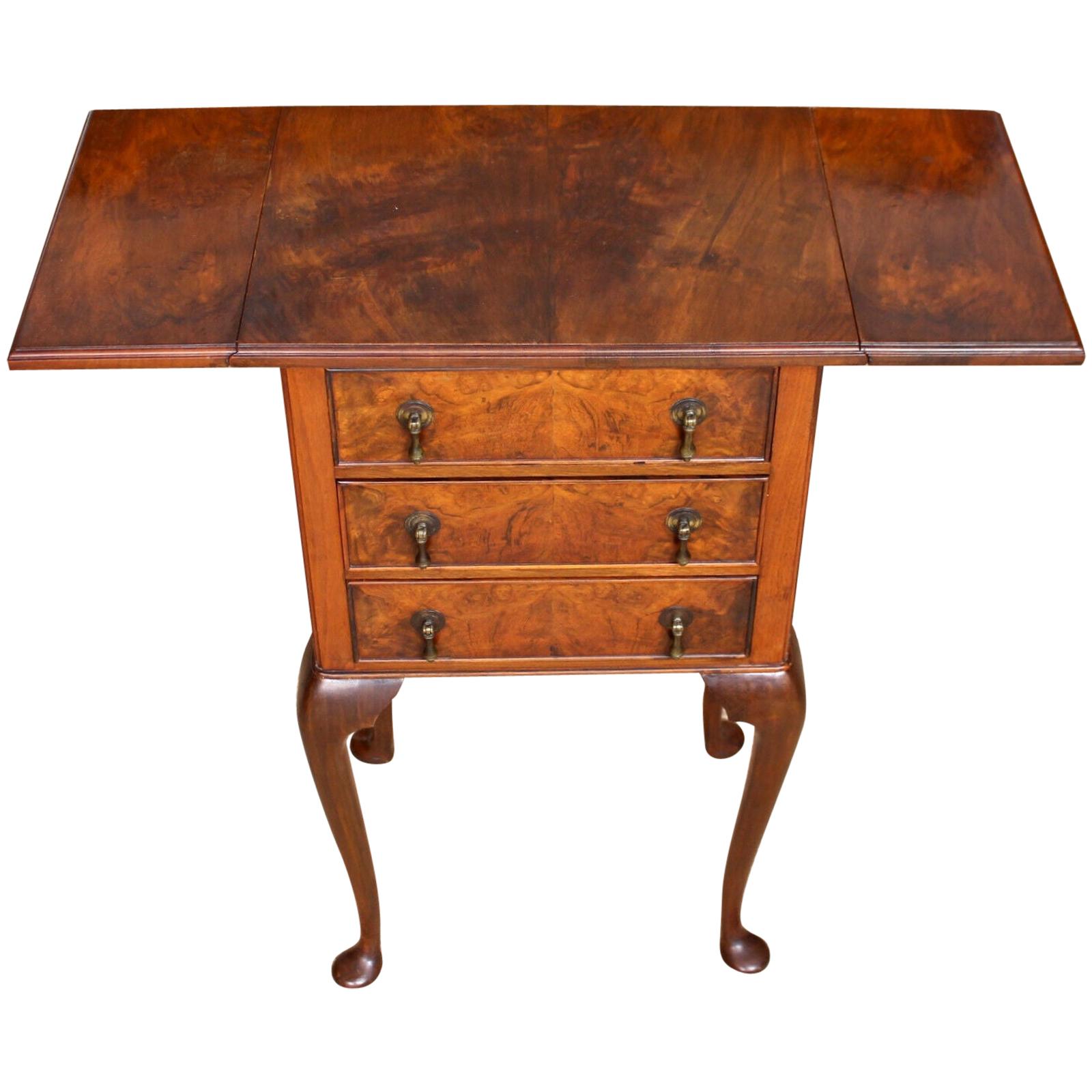 English Walnut Drop Leaf Chest of Drawers 19th, Century For Sale