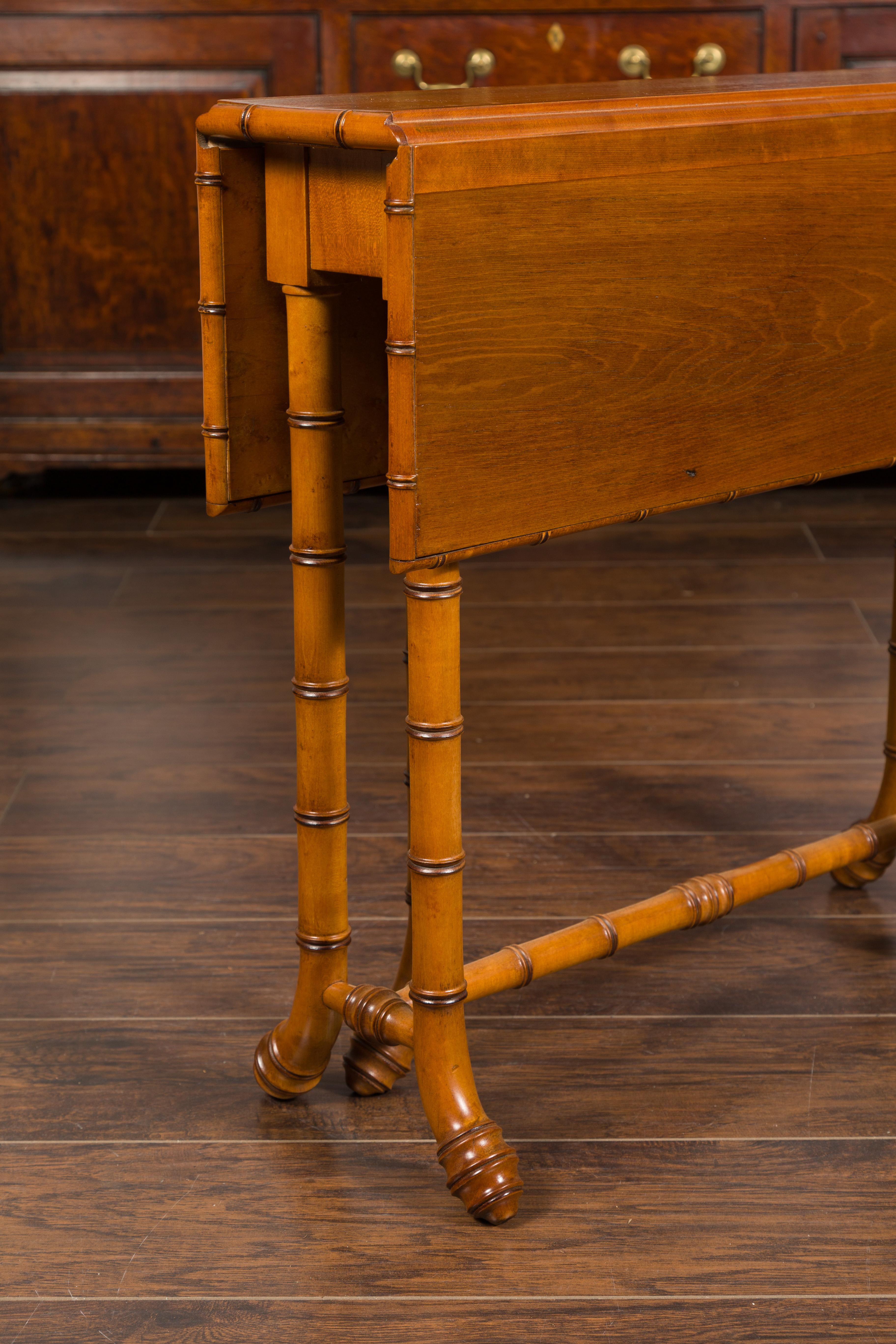 English Walnut Drop-Leaf Table with Faux-Bamboo Base, circa 1900 For Sale 1