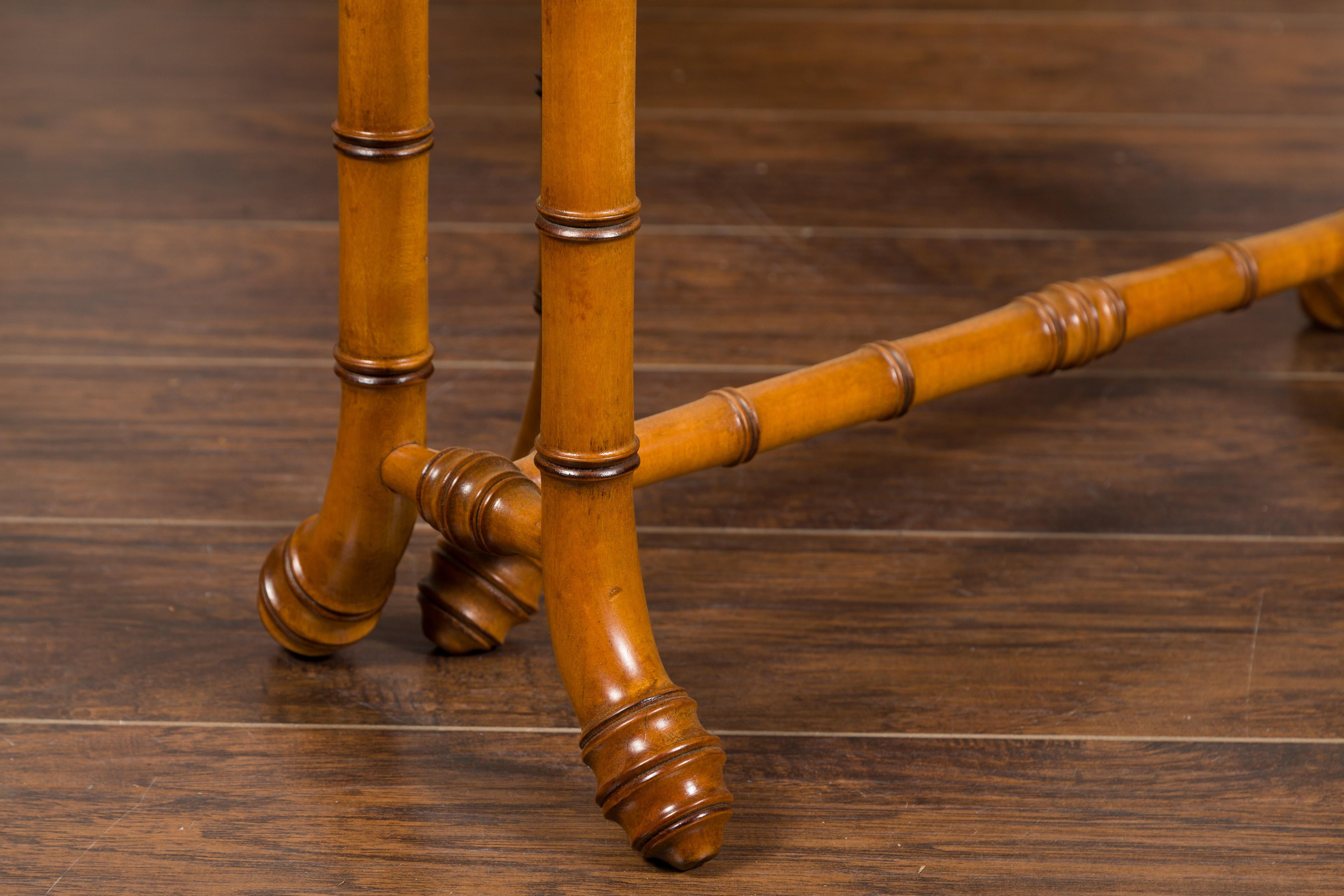 English Walnut Drop-Leaf Table with Faux-Bamboo Base, circa 1900 For Sale 2