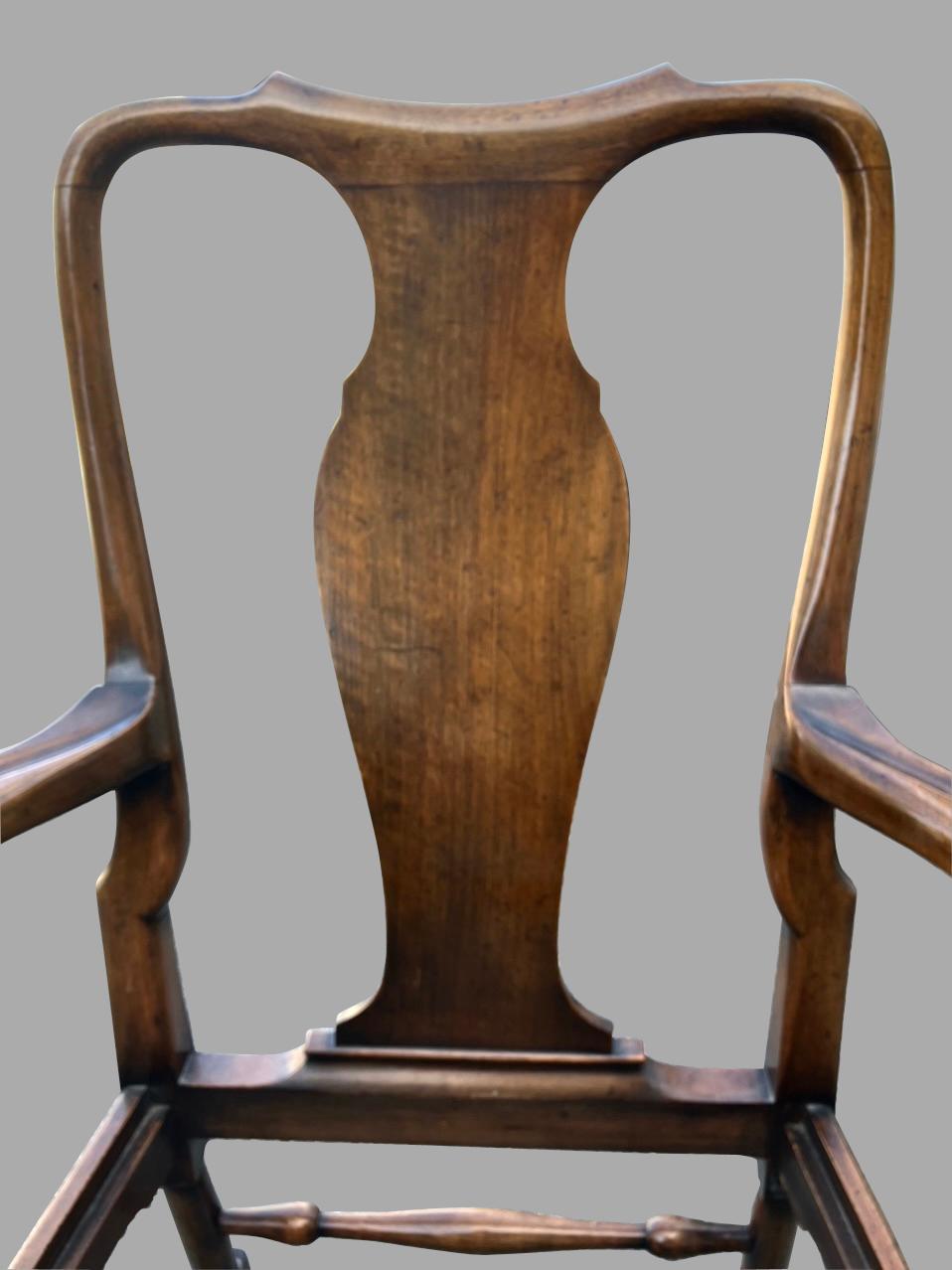 English Walnut George II Style Open Armchair of Large Scale For Sale 6