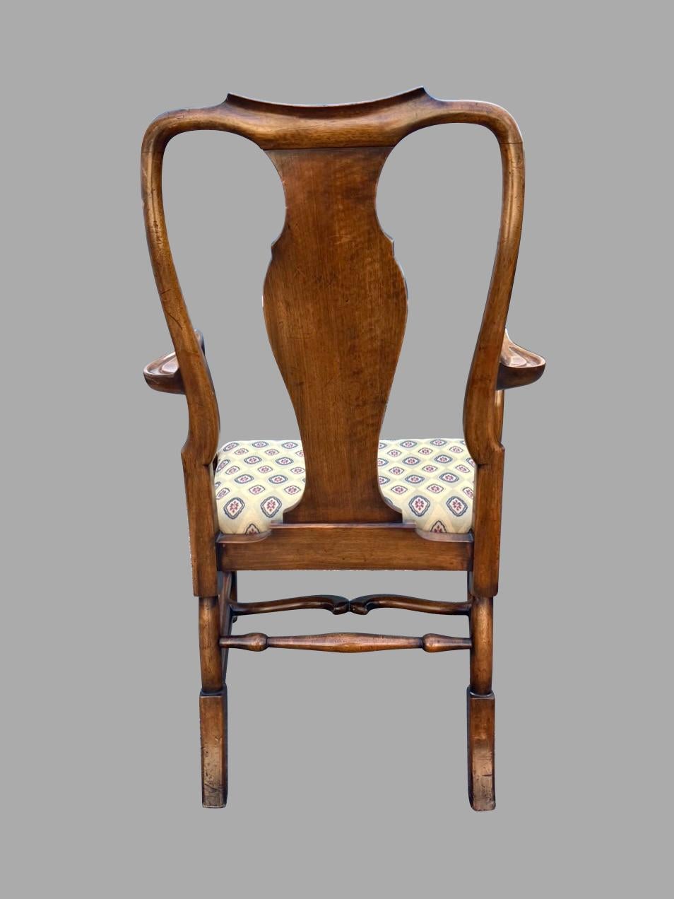 English Walnut George II Style Open Armchair of Large Scale For Sale 2