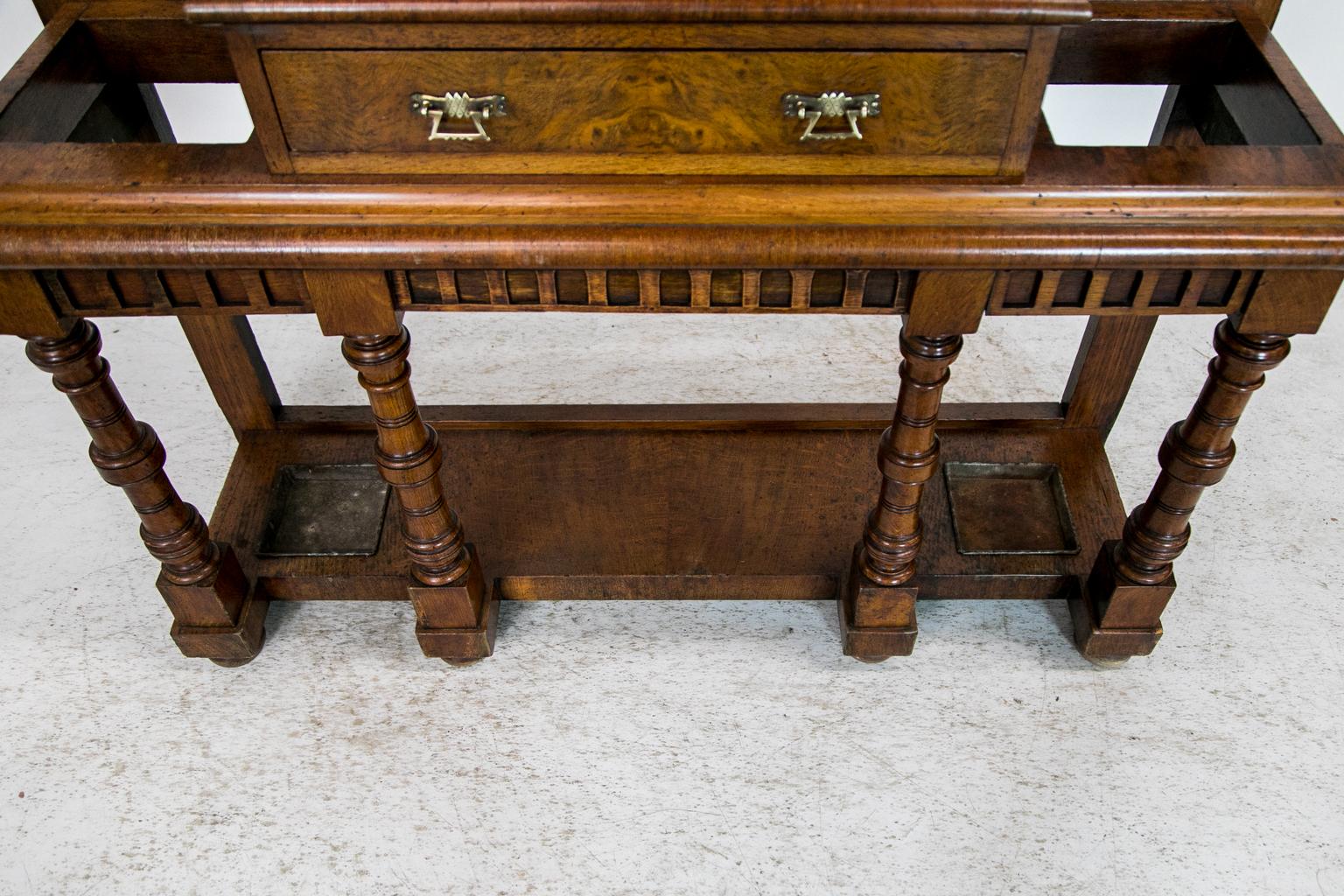 English Walnut Hall Stand For Sale 1