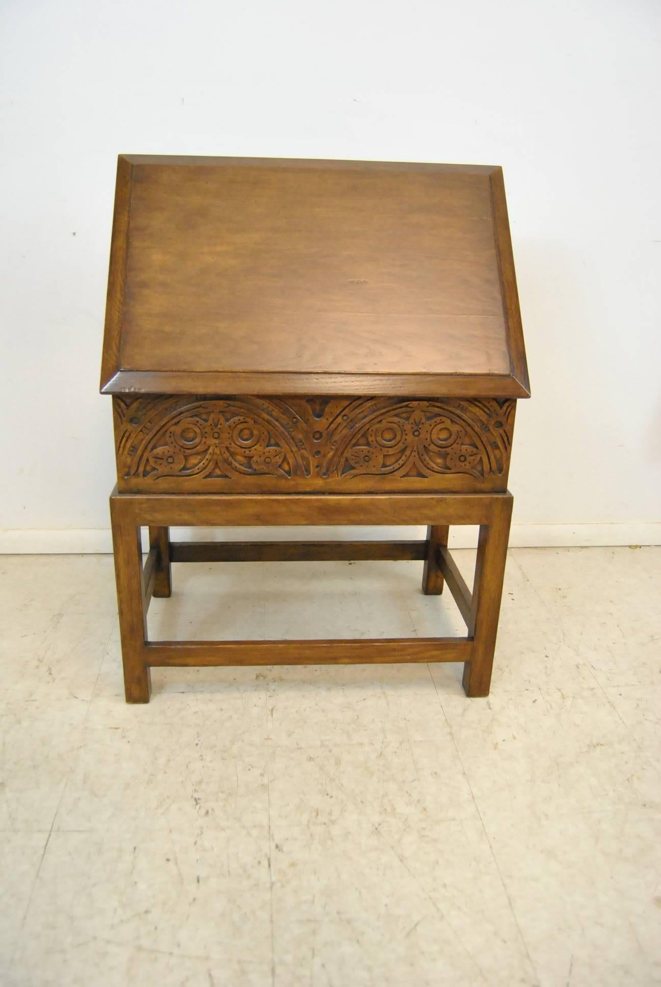 20th Century English Walnut Lift Top Bible Box on Stand by Minton-Spidell