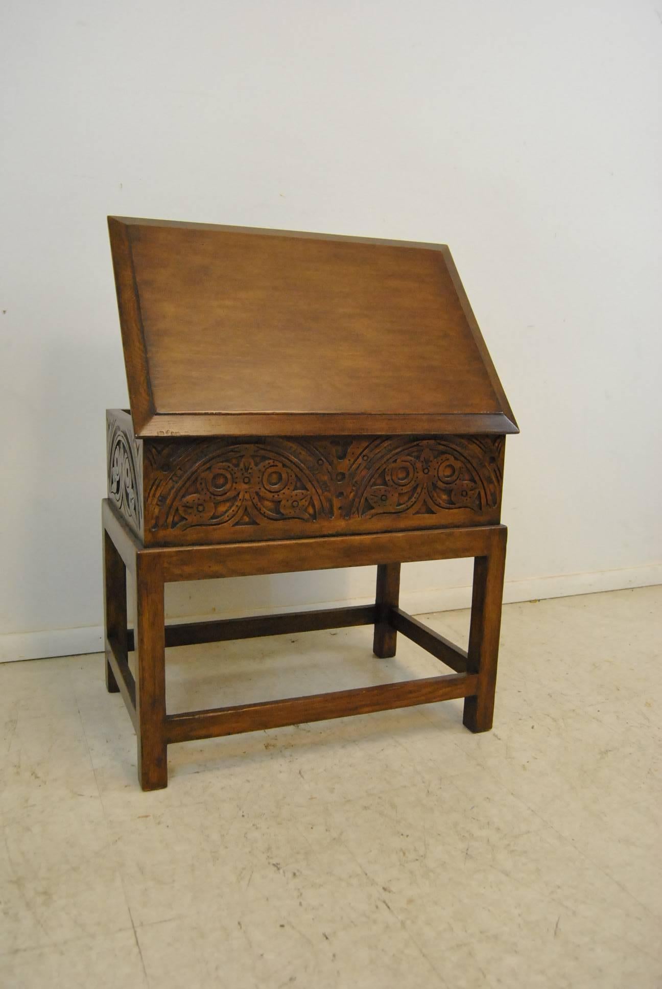 English Walnut Lift Top Bible Box on Stand by Minton-Spidell 1