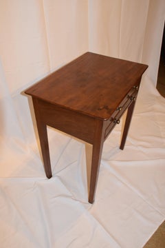 English Walnut Lift Top One-Drawer Side Table, Early 19th Century