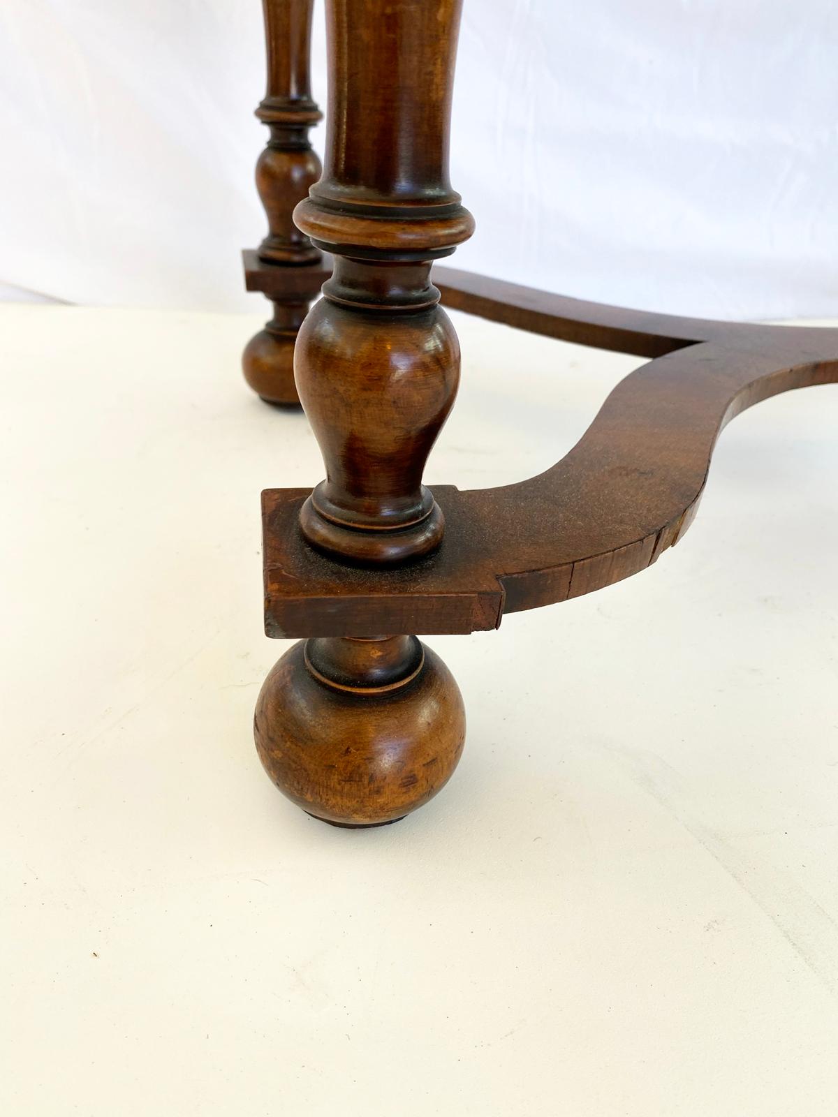 English Walnut Lowboy with Seaweed Marquetry Inlay and Cross Banded Top 2