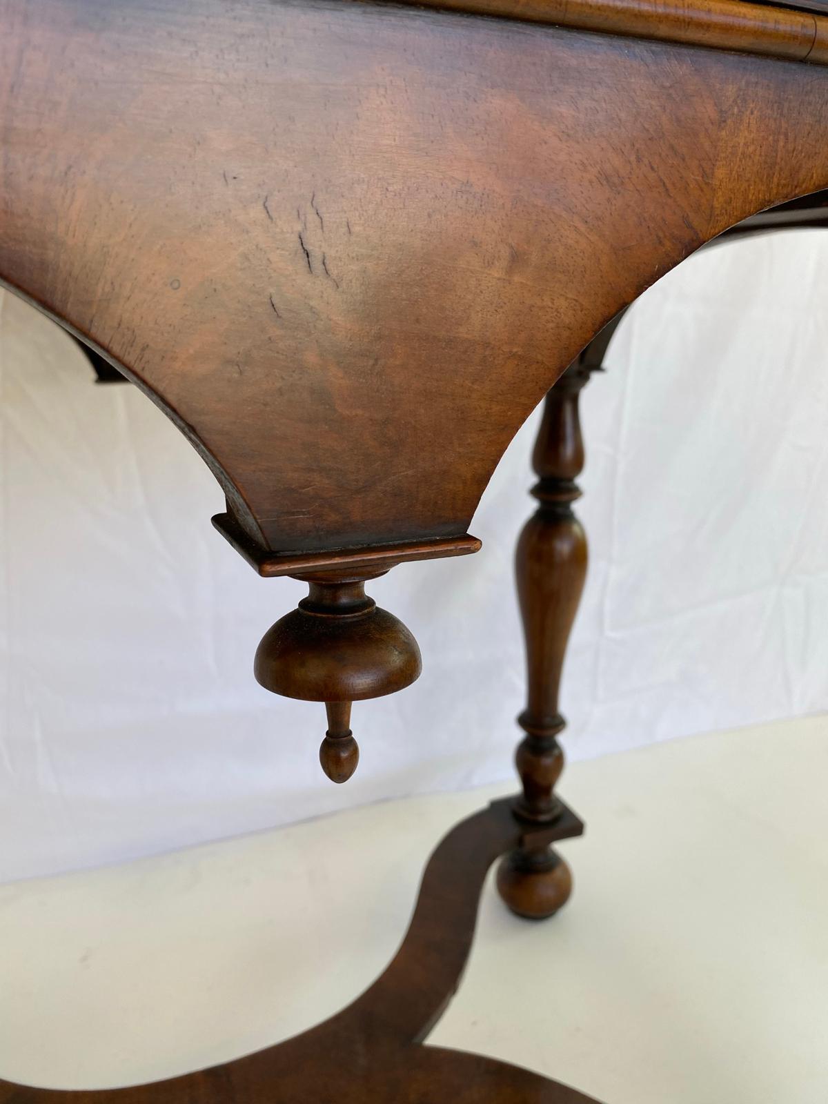 English Walnut Lowboy with Seaweed Marquetry Inlay and Cross Banded Top 3