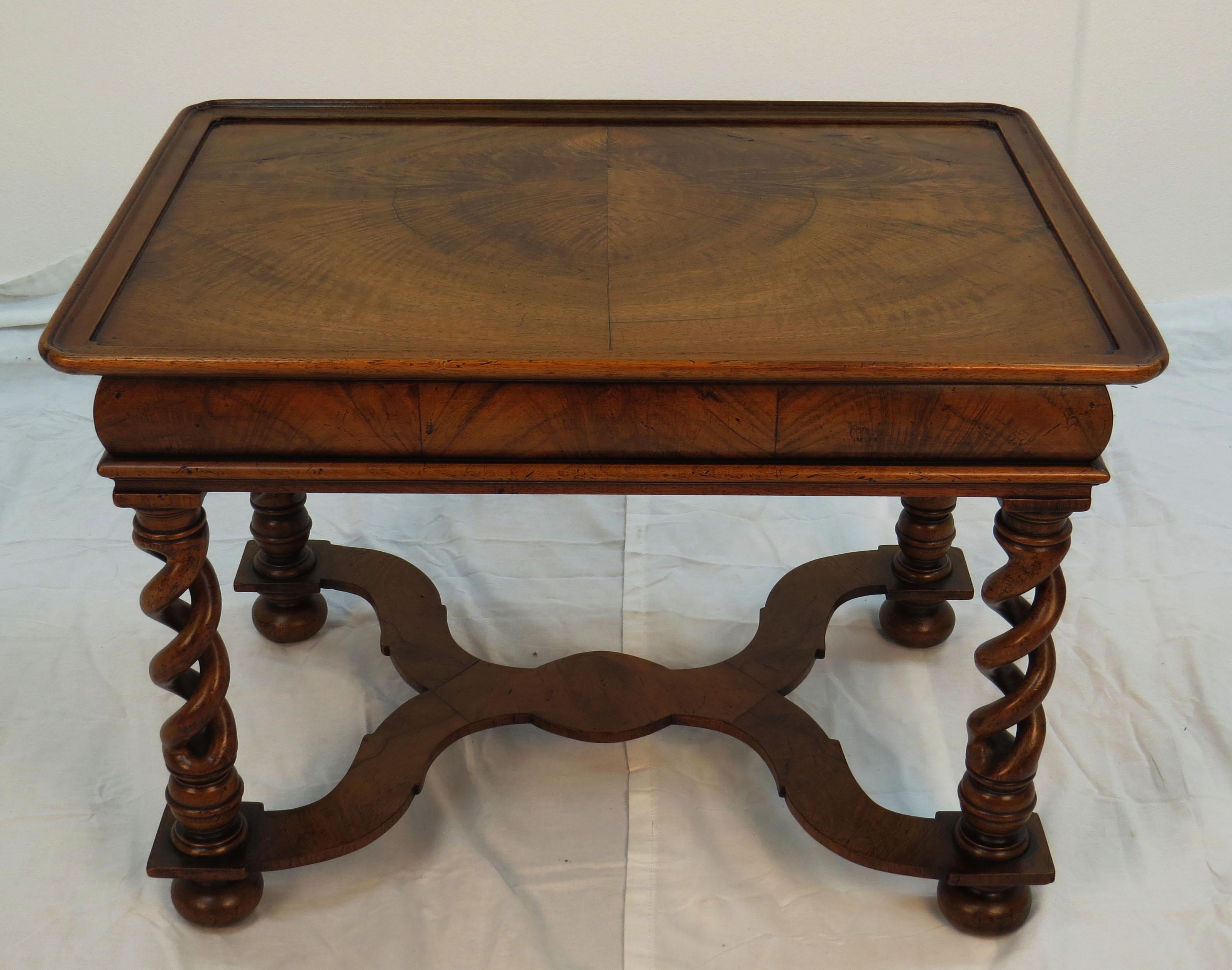 English Walnut Open Weave Twist Leg Small Coffee Cocktail Table 5