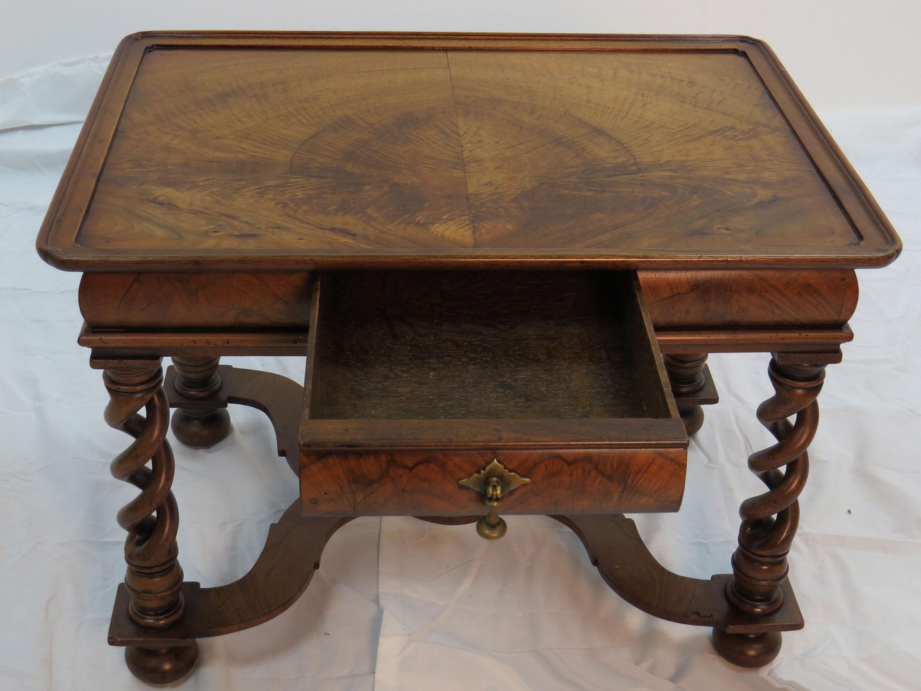 Mid-20th Century English Walnut Open Weave Twist Leg Small Coffee Cocktail Table