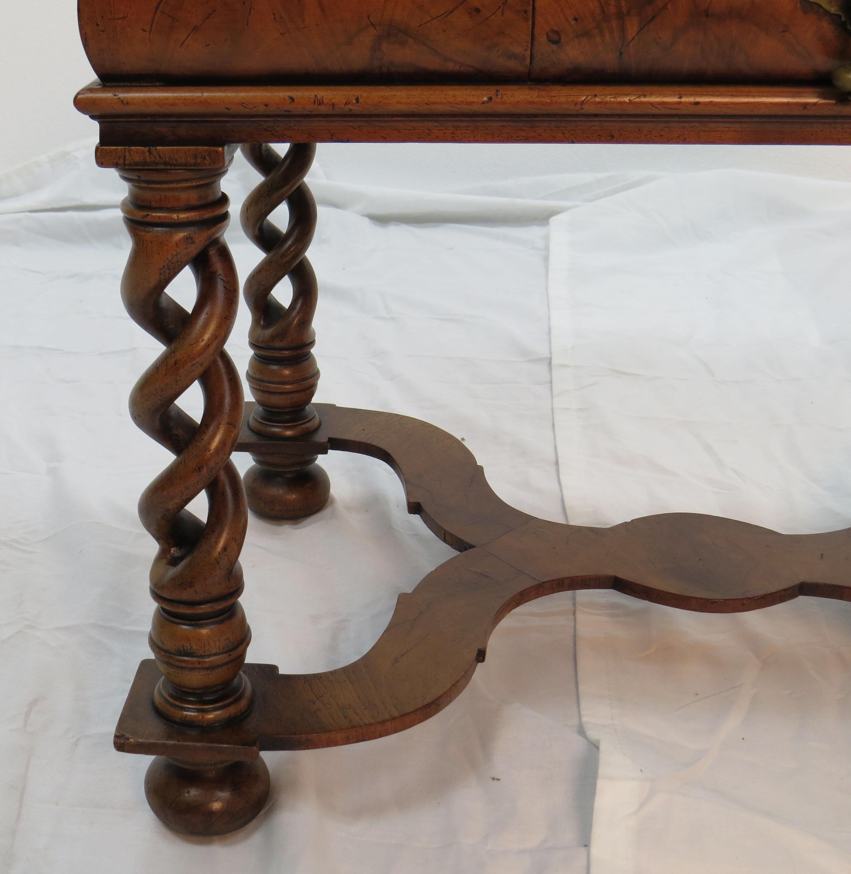 English Walnut Open Weave Twist Leg Small Coffee Cocktail Table 2