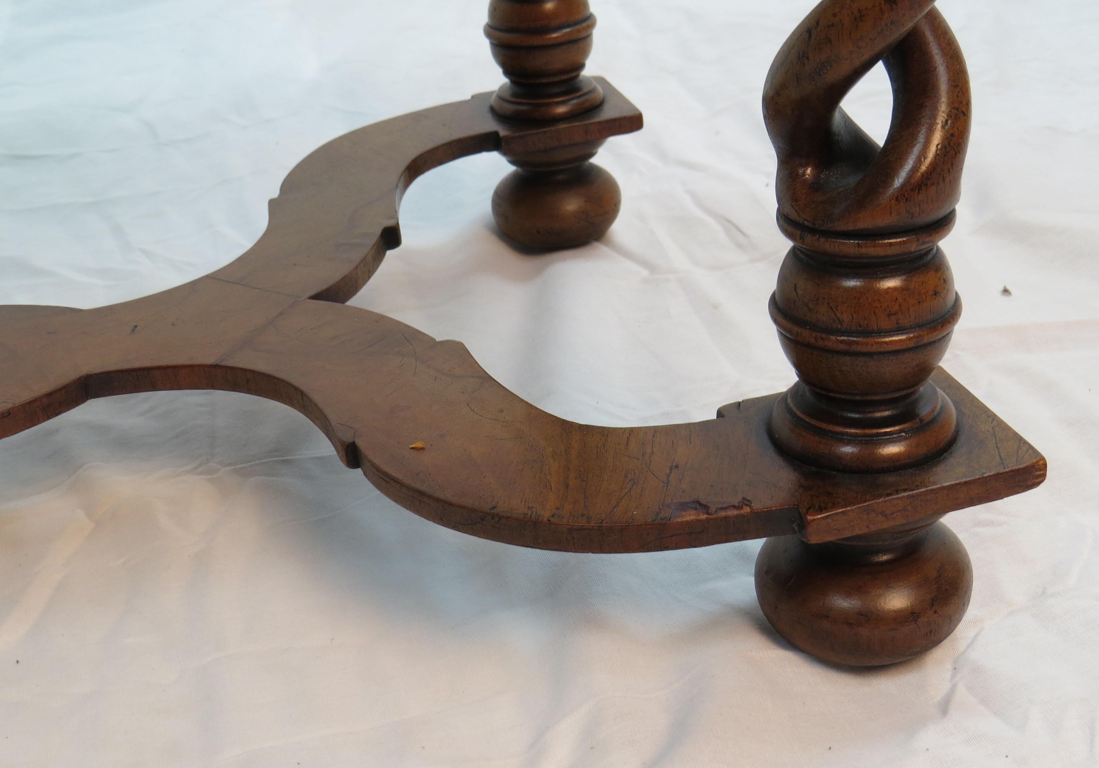 English Walnut Open Weave Twist Leg Small Coffee Cocktail Table 3