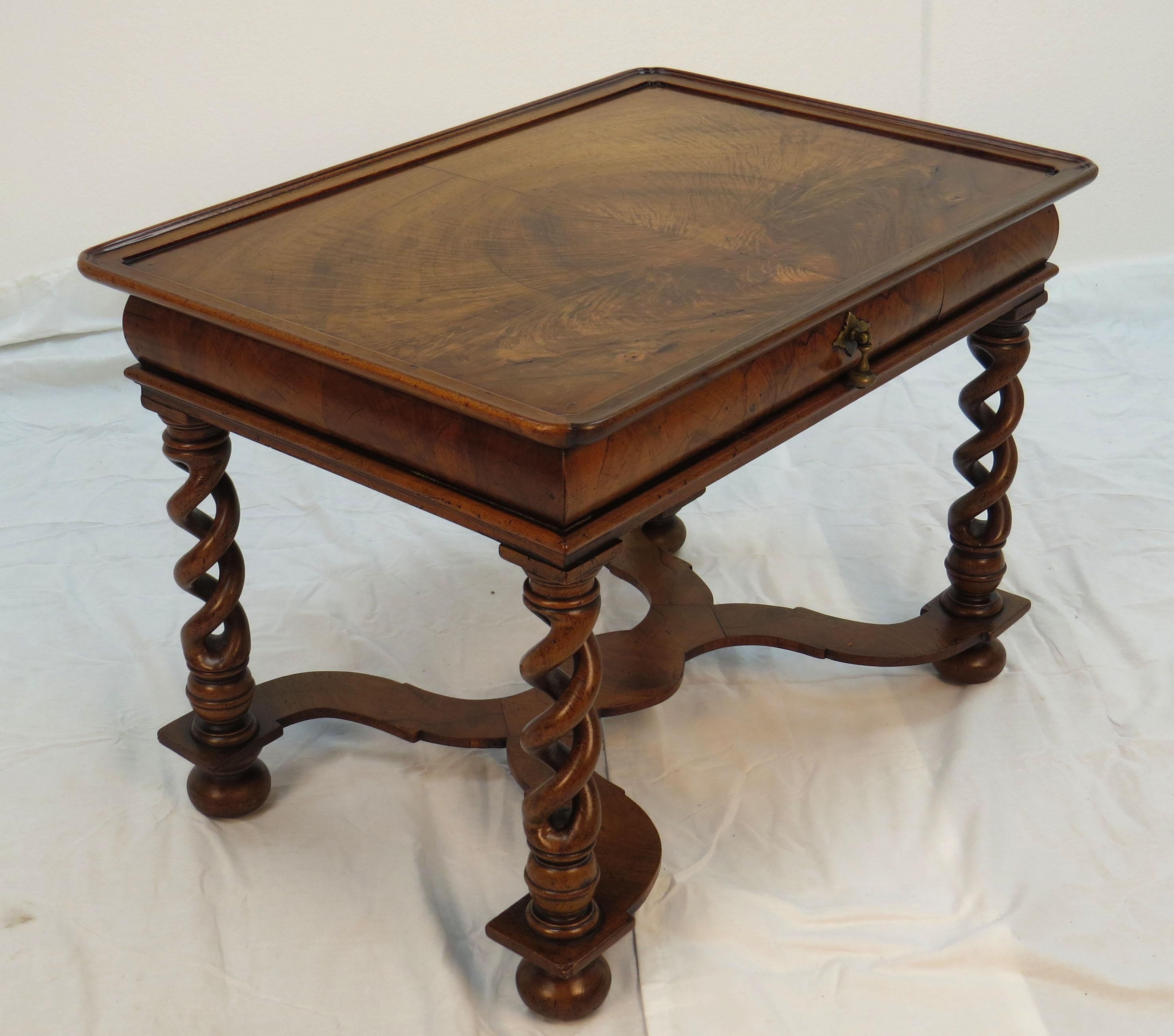 English Walnut Open Weave Twist Leg Small Coffee Cocktail Table 4
