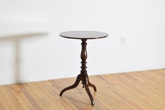 English Walnut Pedestal Side Table, Mid-19th Century