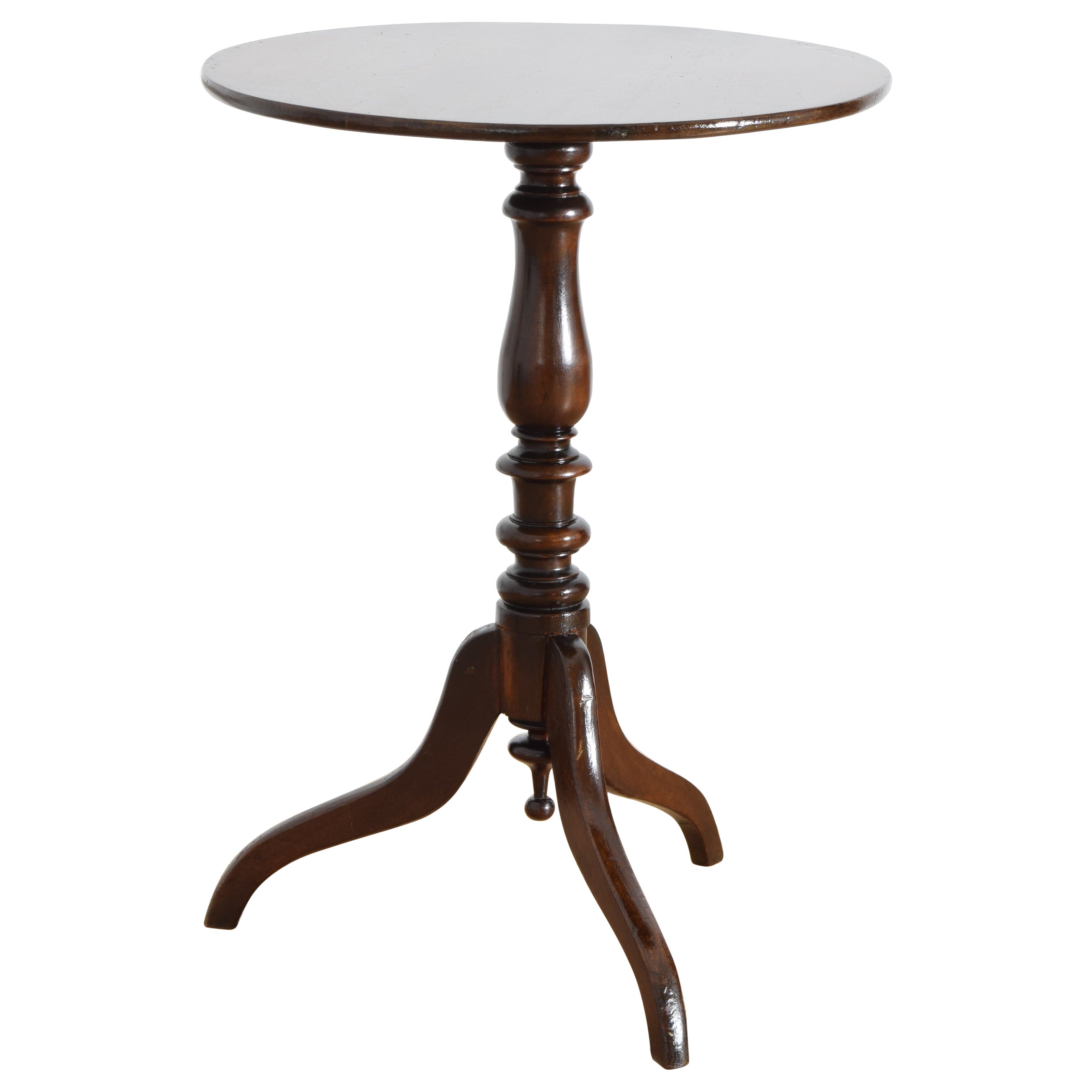 English Walnut Pedestal Side Table, Mid-19th Century