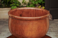 English Walnut Treenware Bowl Resting on Turned Pedestal, circa 1880