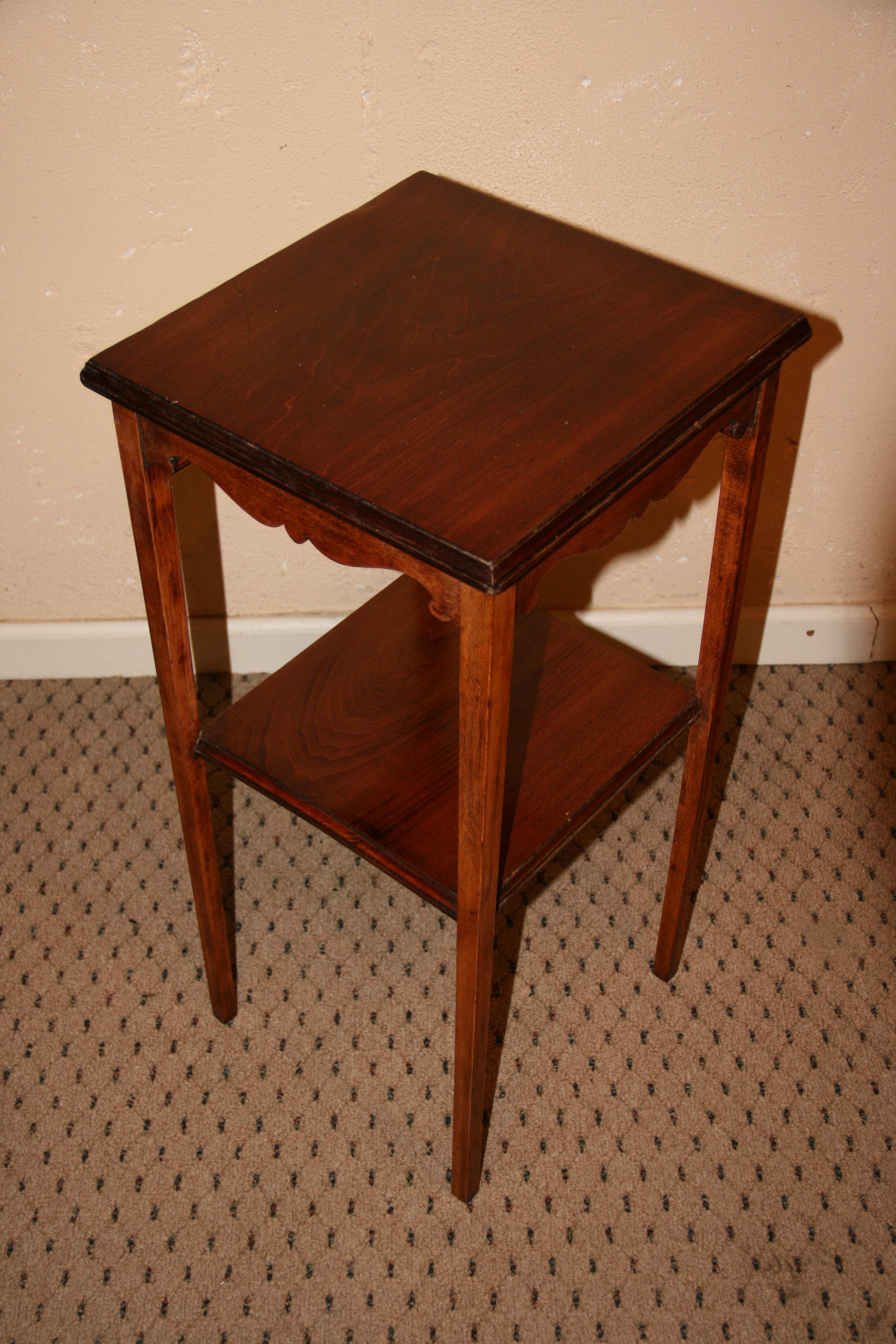 English two level hardwood side table / pedestal.