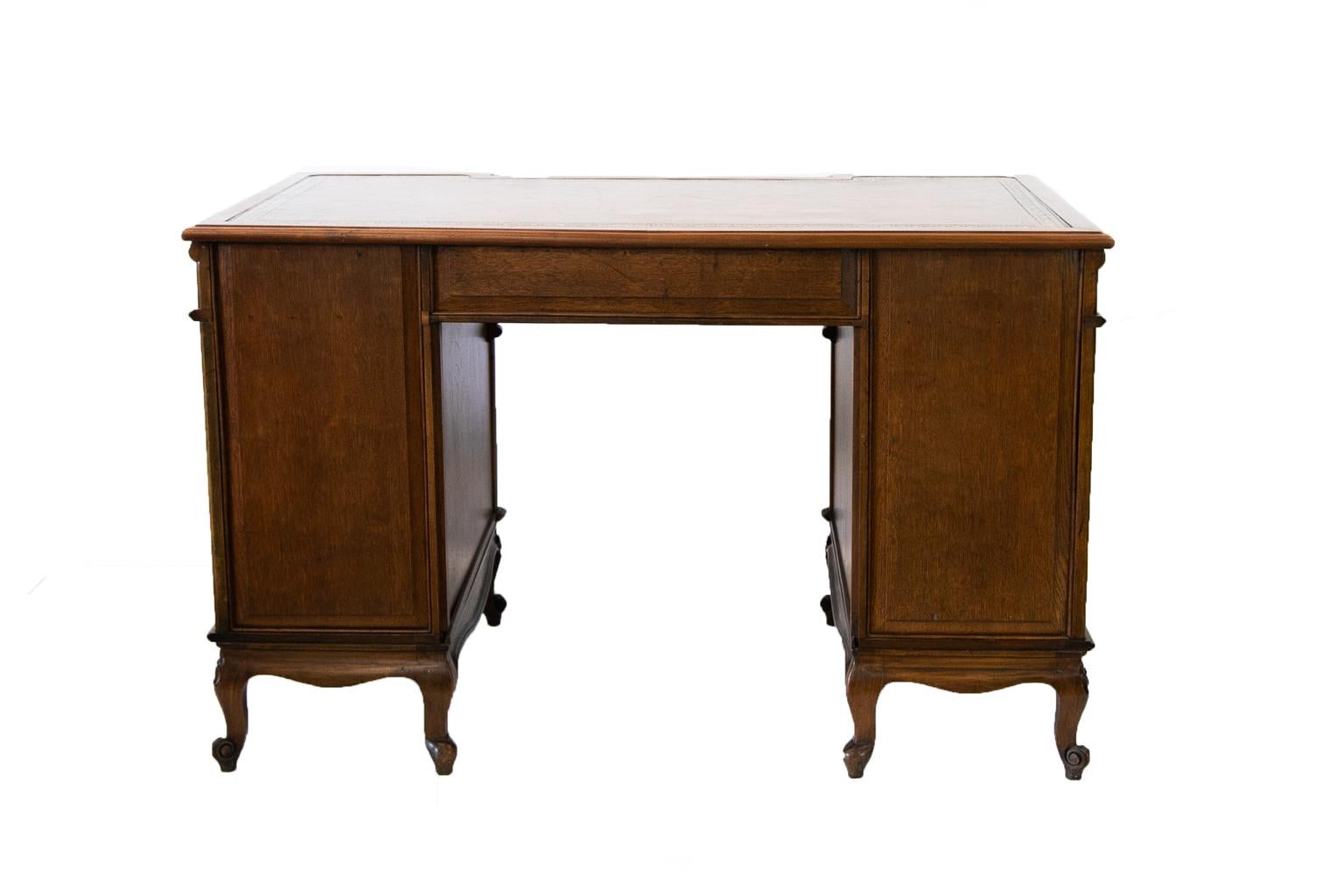 English Walnut Two Pedestal Desk For Sale 4