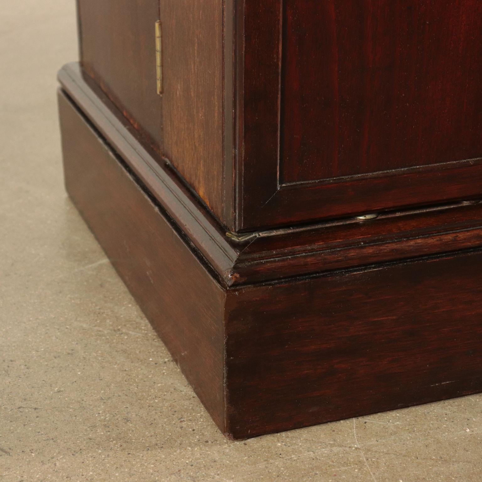 Glass English Wardrobe Wood Veneer, First Half of the 1900s