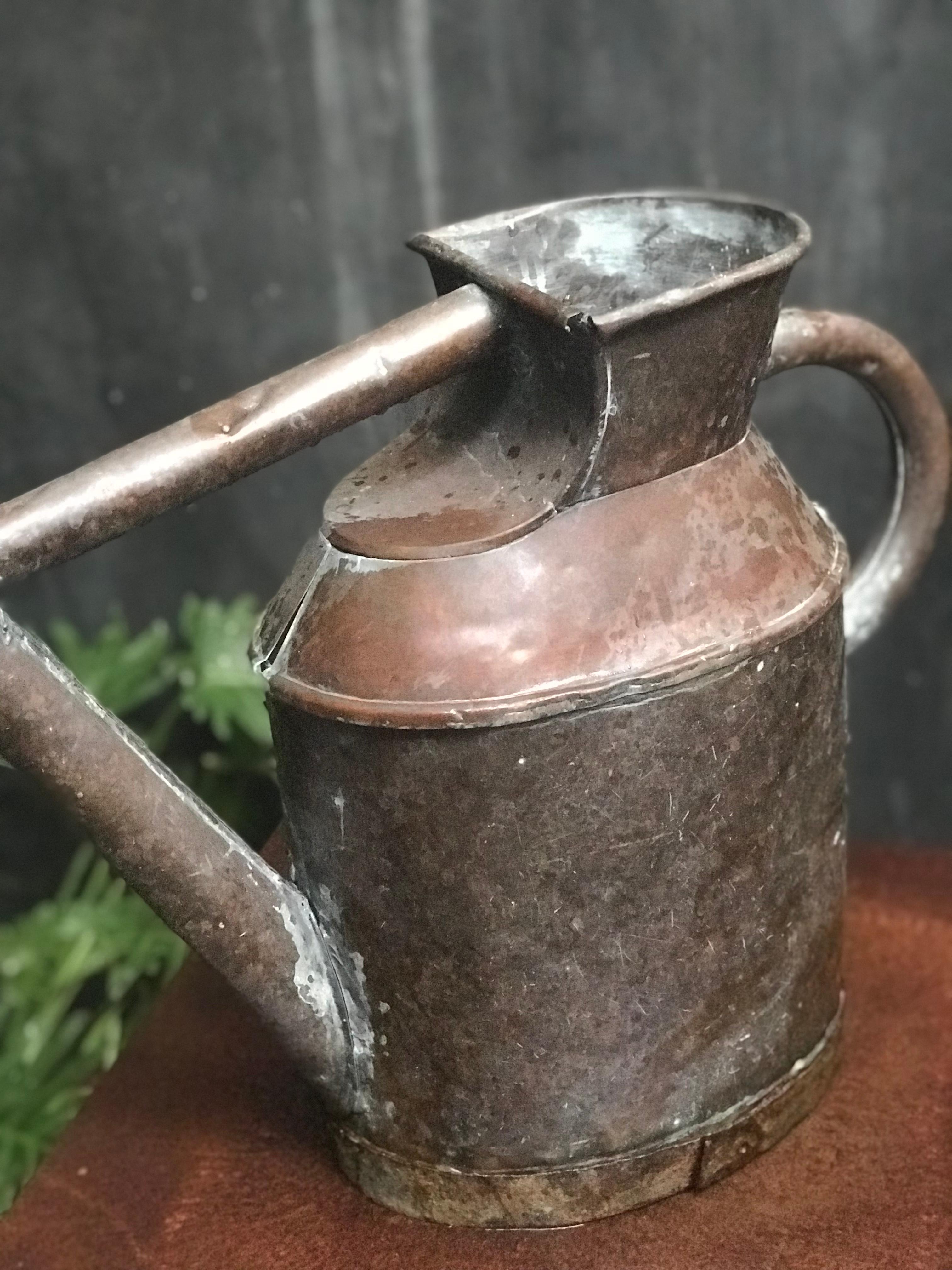 Victorian English Watering Can in Copper from mid-19th century