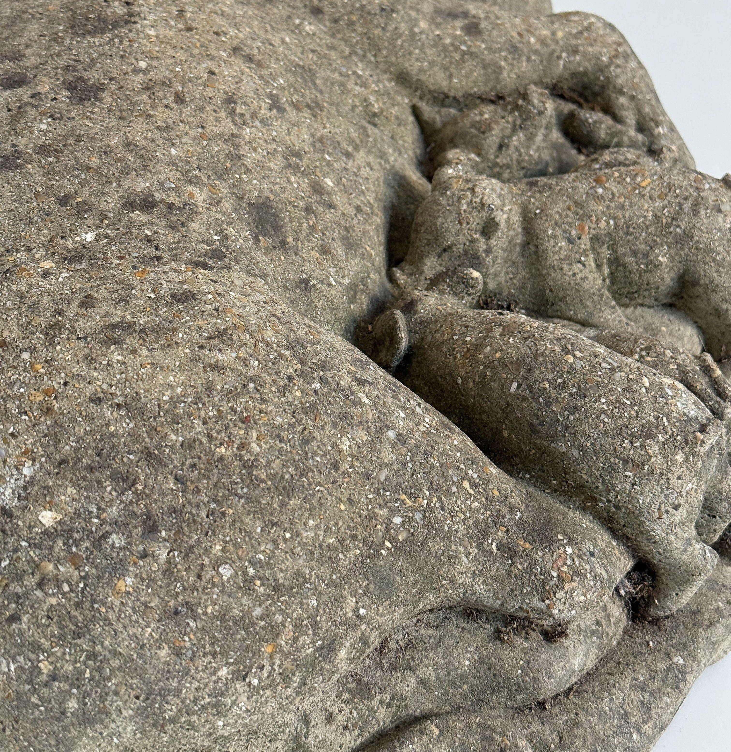 English Weathered Garden Stone Pig with Piglets Sculpture For Sale 2