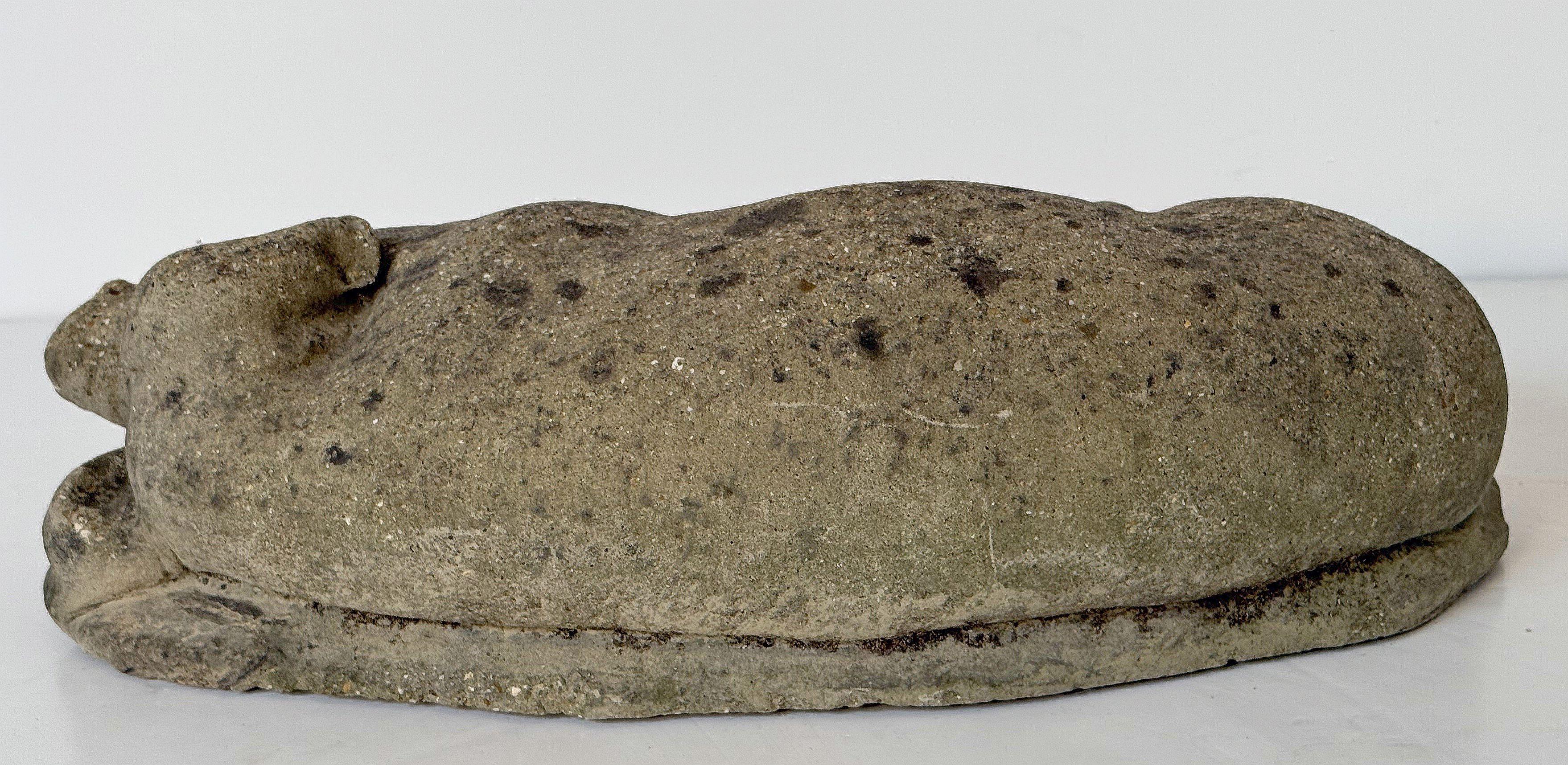 English Weathered Garden Stone Pig with Piglets Sculpture For Sale 3