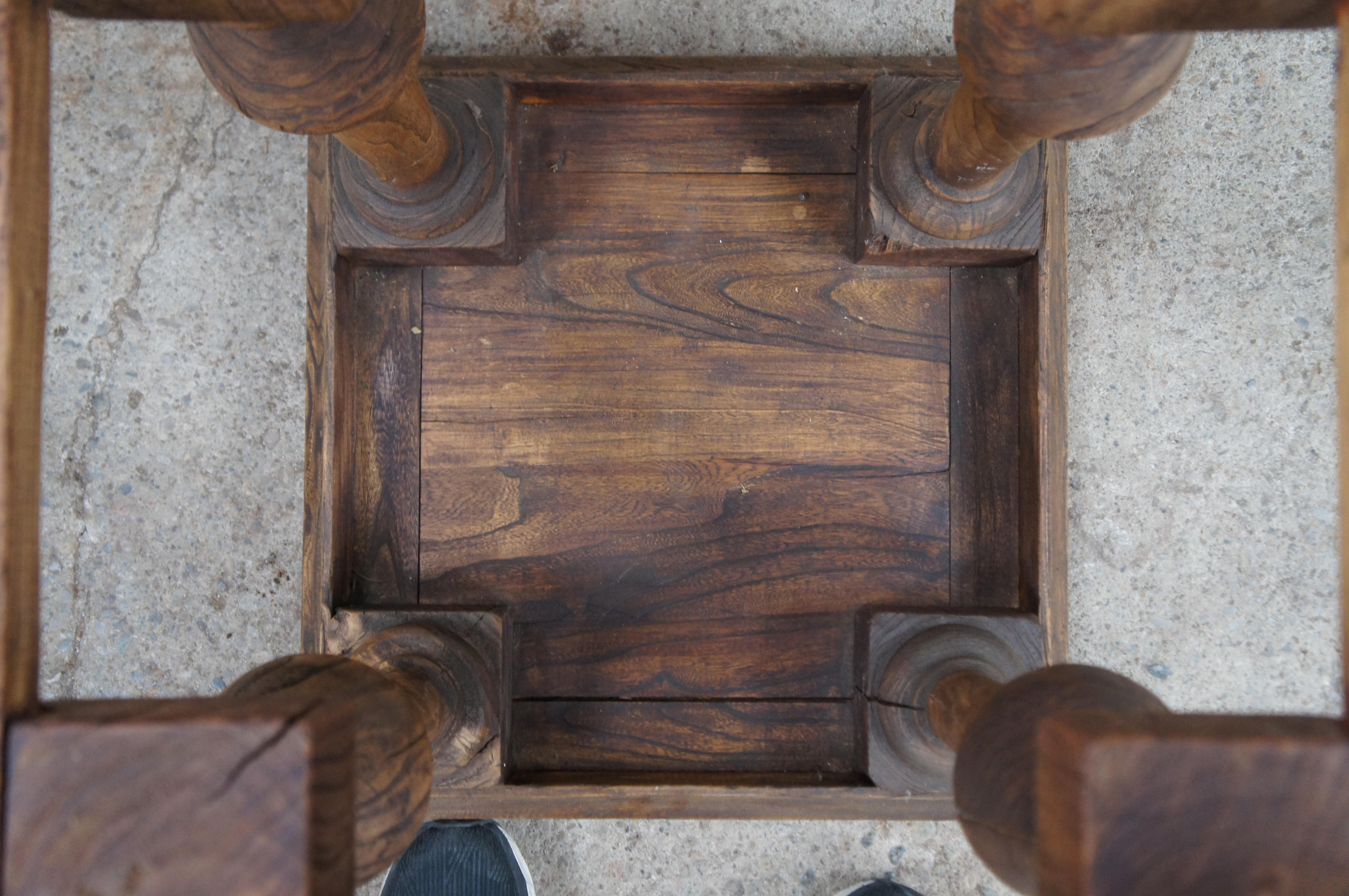 English Weathered Oak Farmhouse Pedestal Side Table Plant Sculpture Stand 28