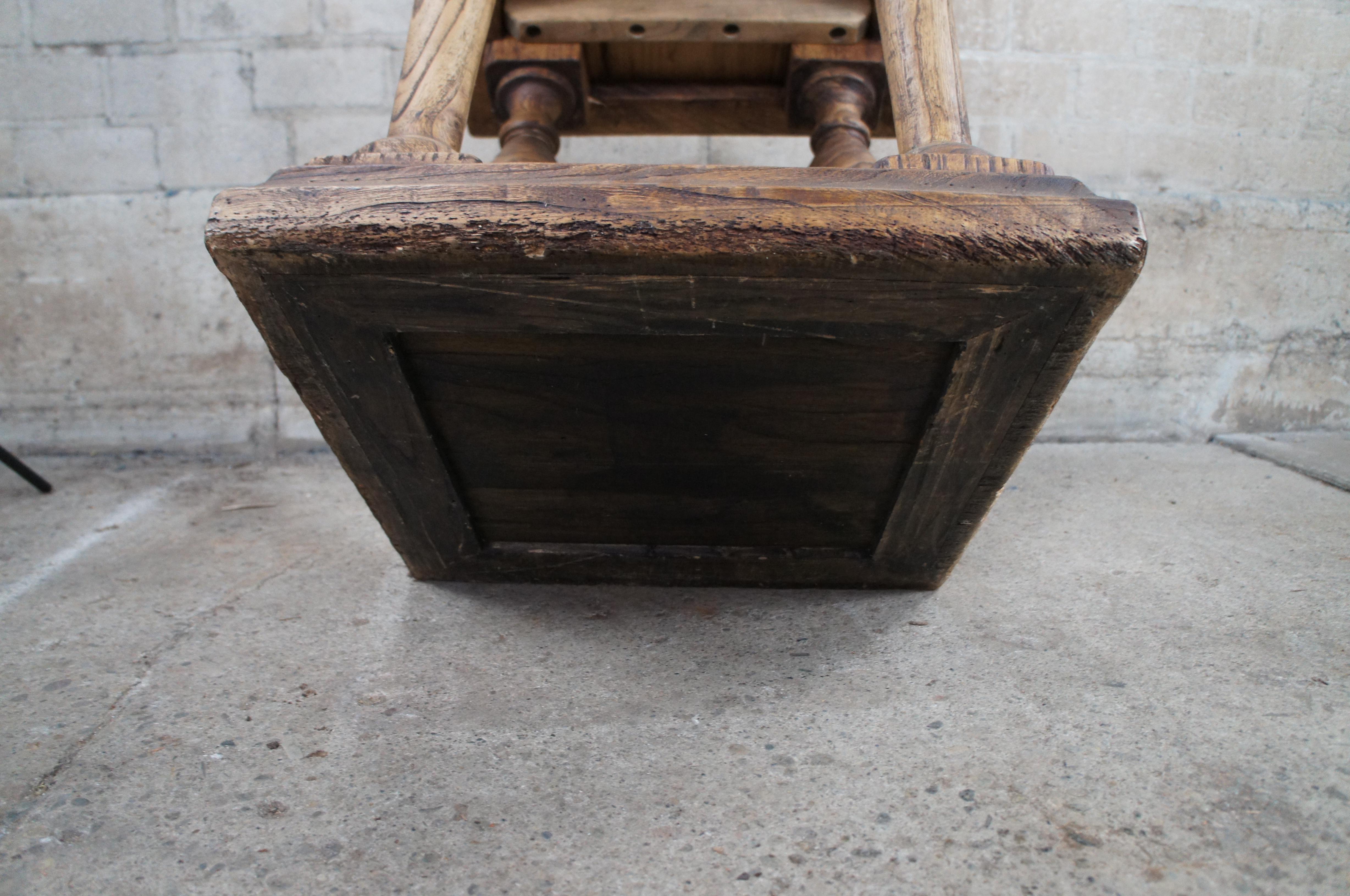 English Weathered Oak Farmhouse Pedestal Side Table Plant Sculpture Stand 28