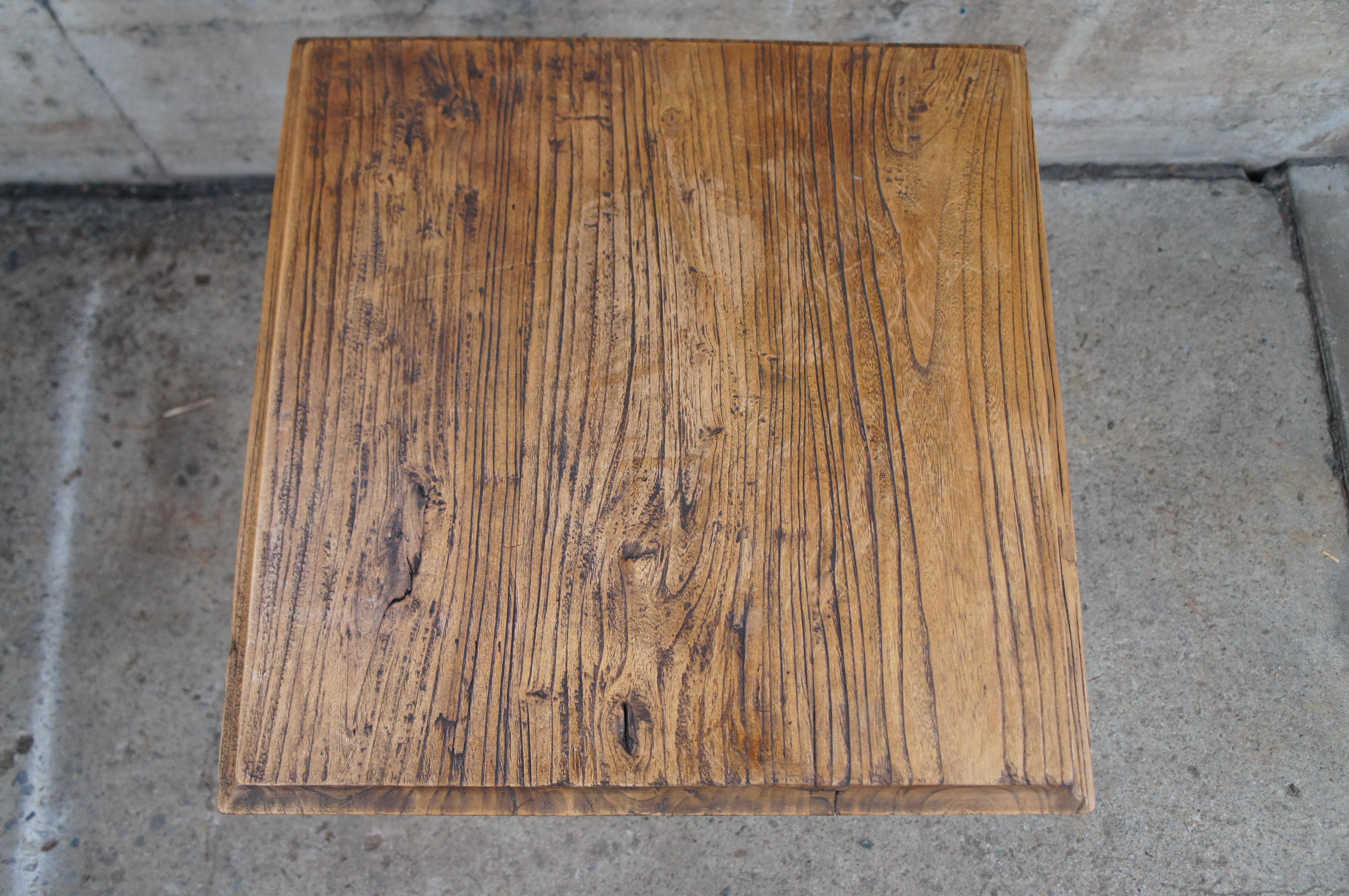 Anglais English Weathered Oak Farmhouse Pedestal Side Table Plant Sculpture Stand 28
