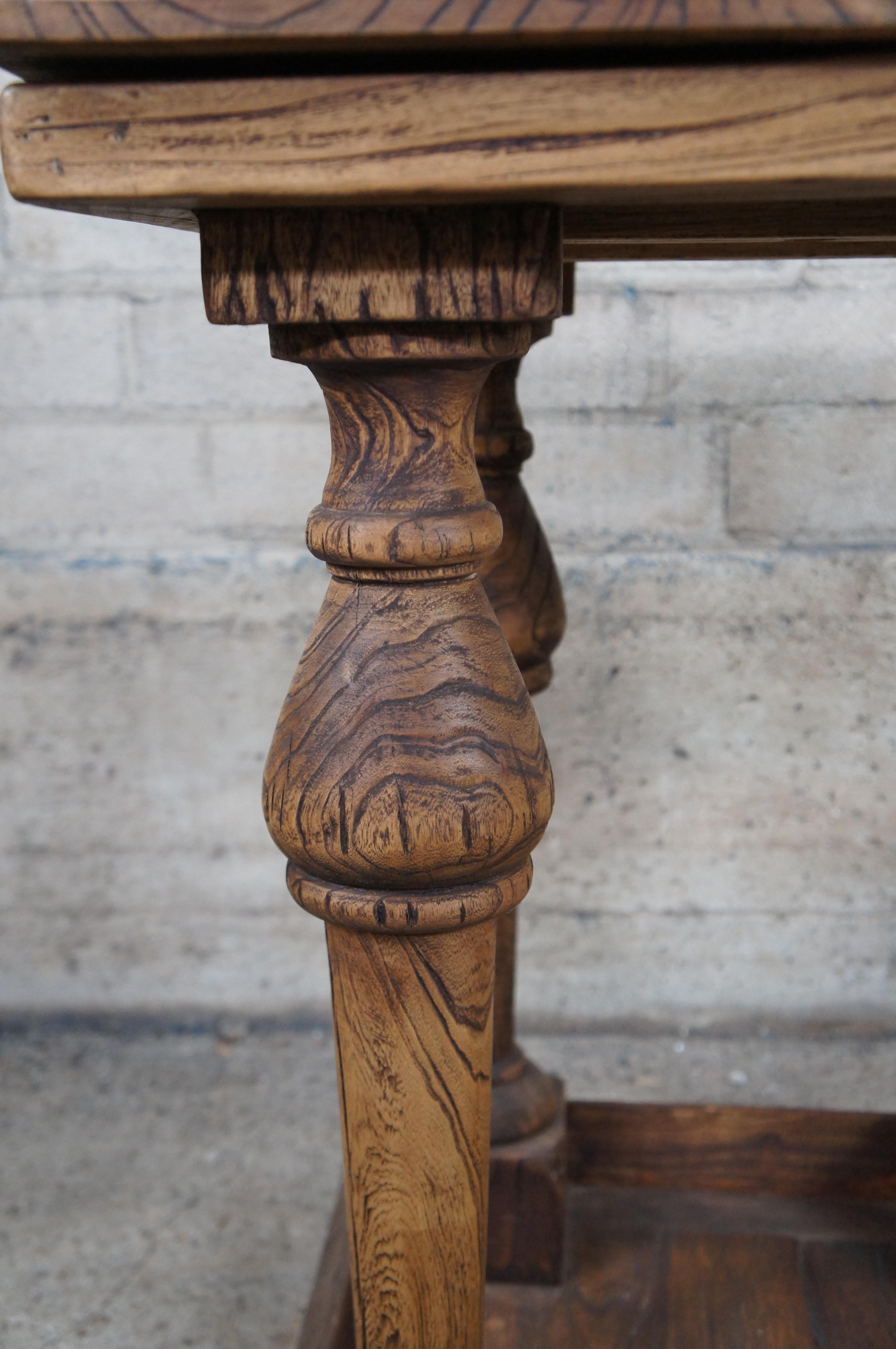 English Weathered Oak Farmhouse Pedestal Side Table Plant Sculpture Stand 28
