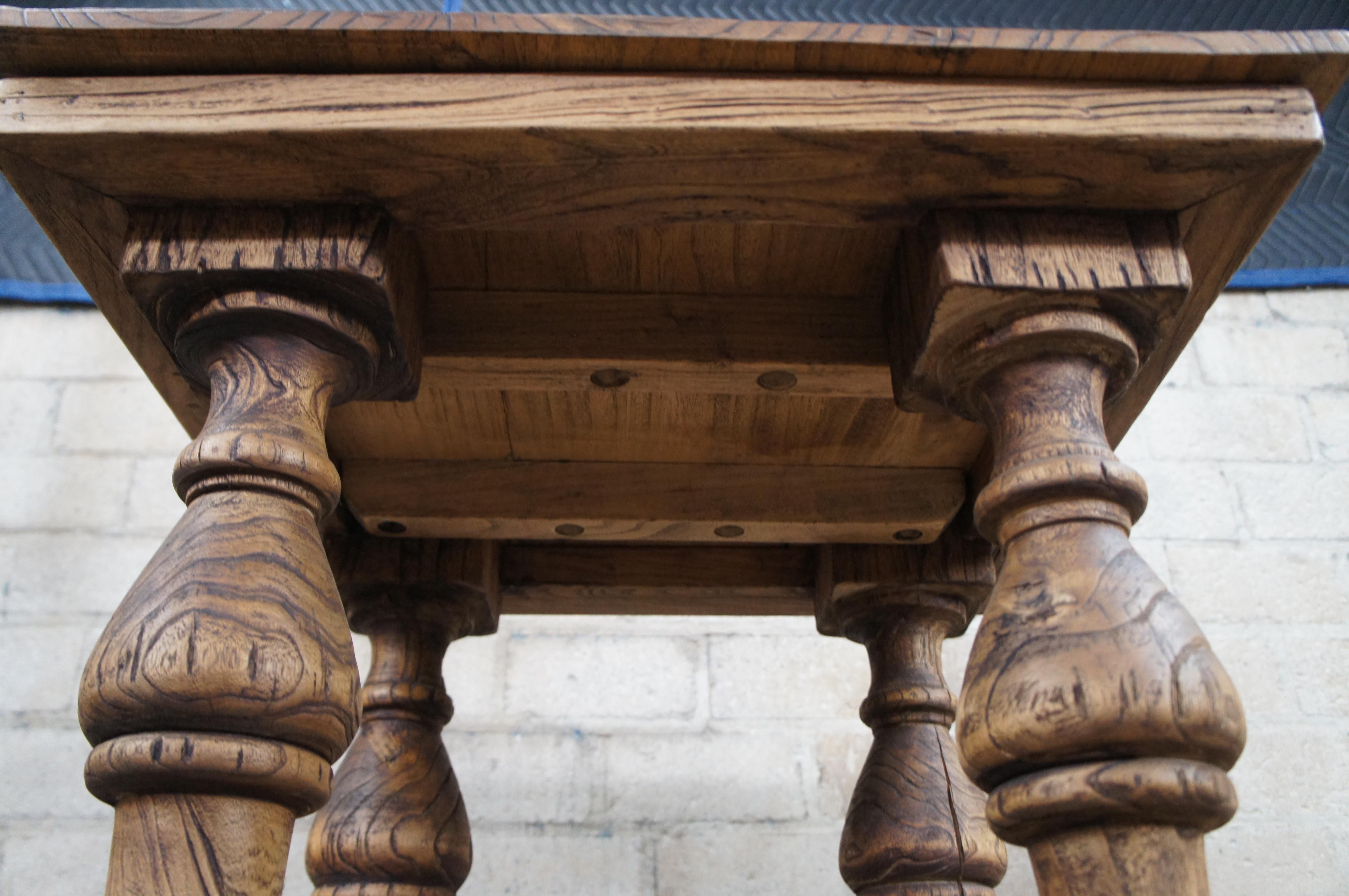 Chêne English Weathered Oak Farmhouse Pedestal Side Table Plant Sculpture Stand 28