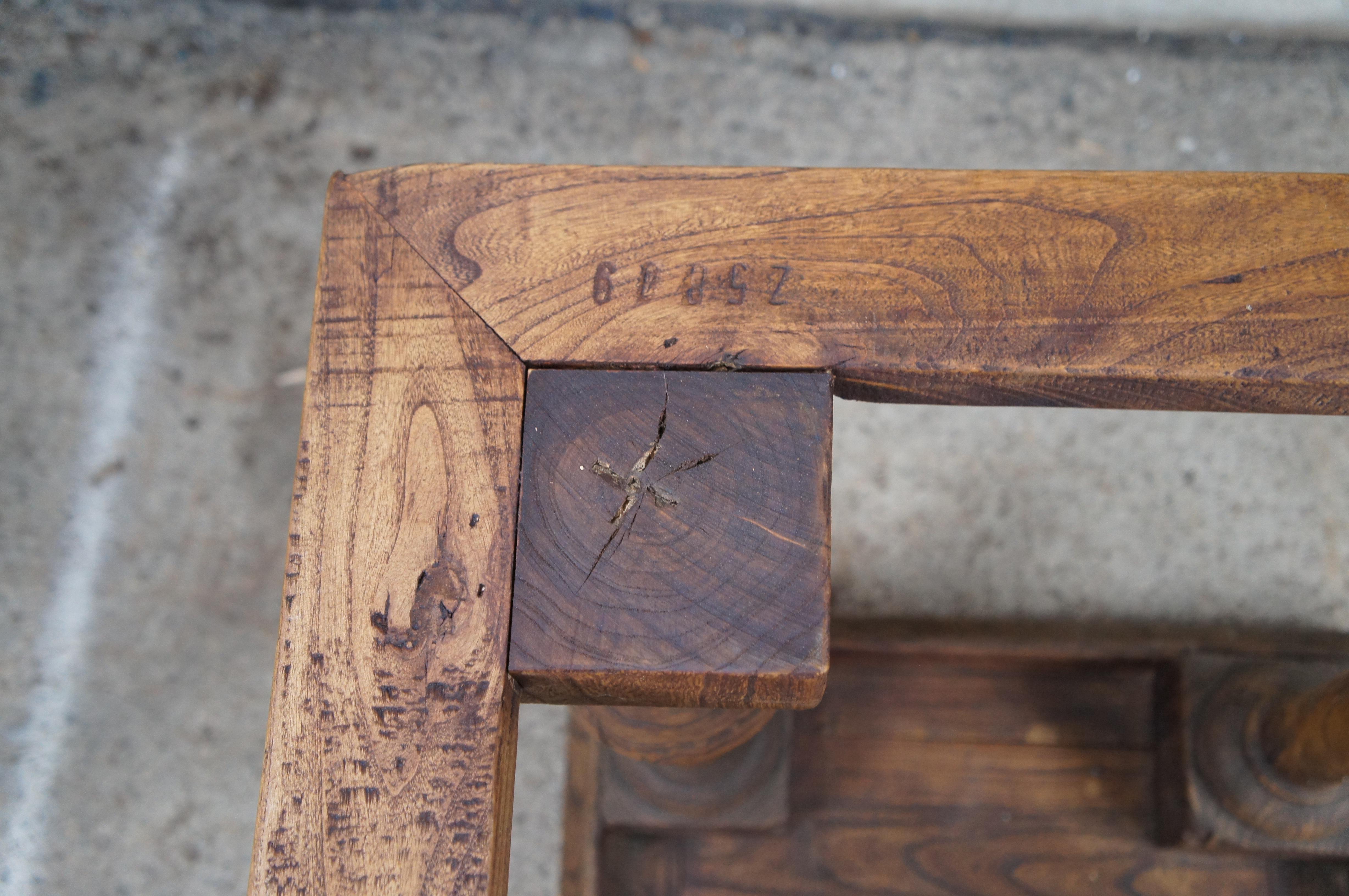 English Weathered Oak Farmhouse Pedestal Side Table Plant Sculpture Stand 28