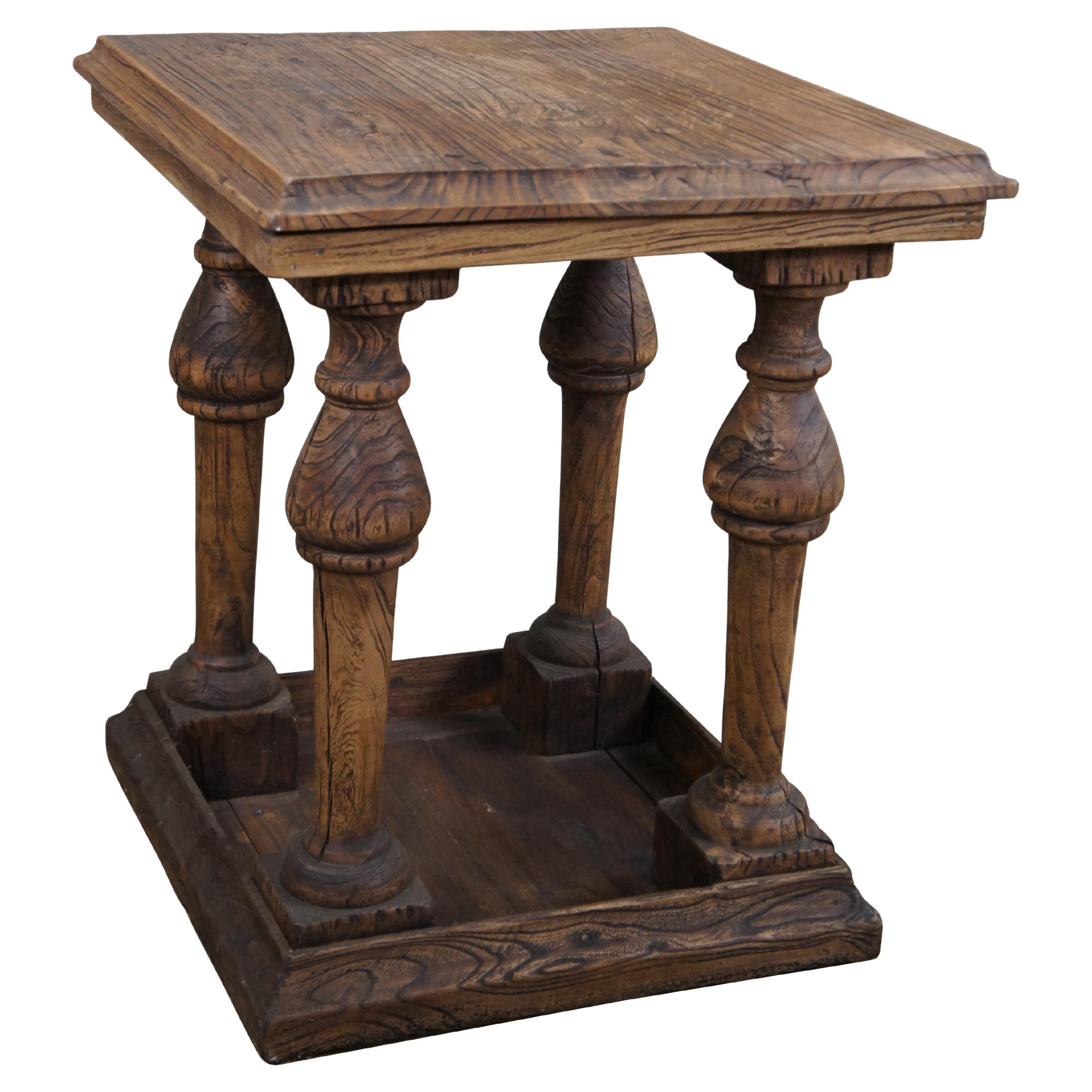 Englisch verwitterte Eiche Bauernhaus Pedestal Beistelltisch Pflanze Skulptur Stand 28"