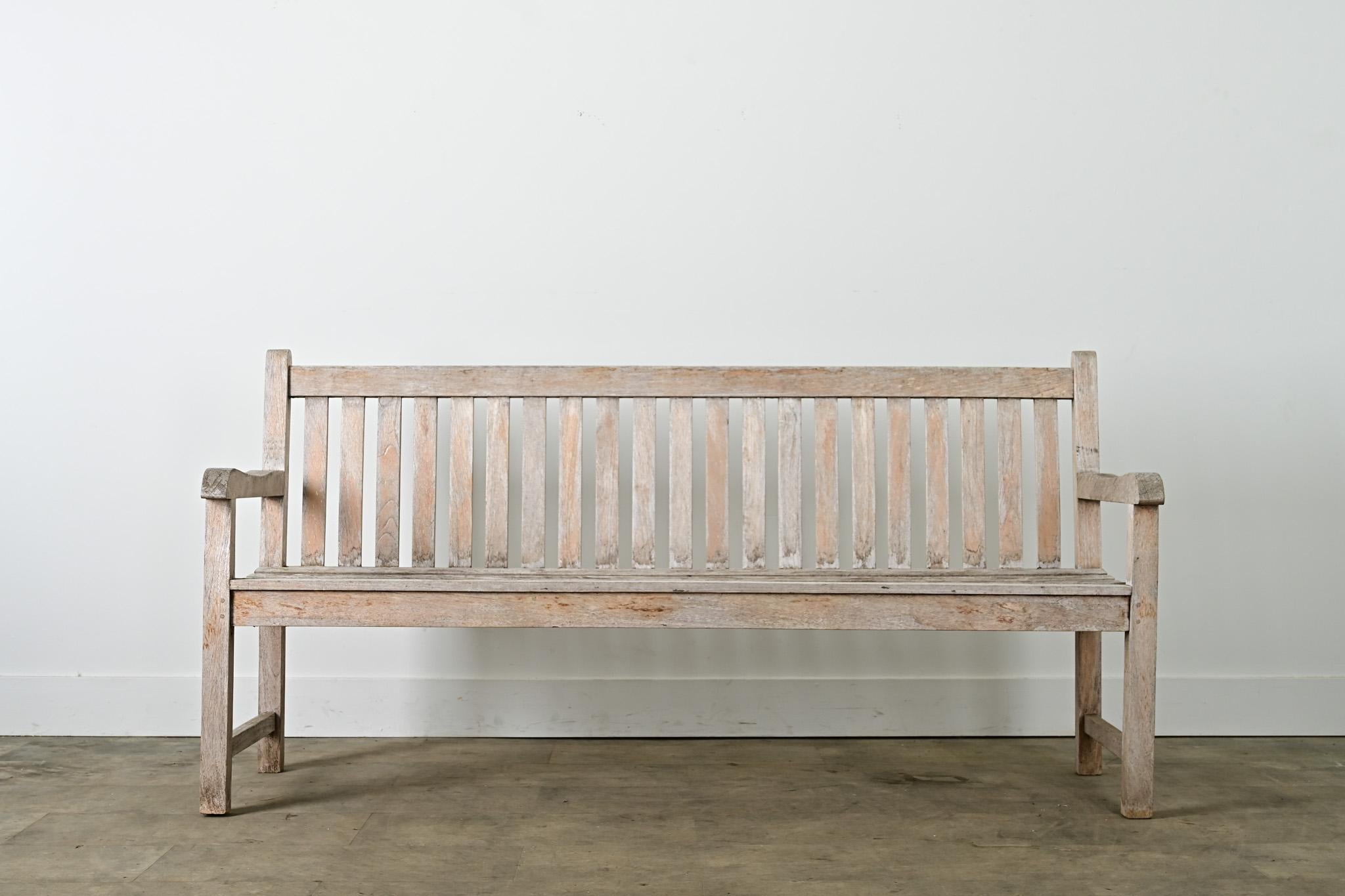 Other English Weathered Teak Garden Bench For Sale