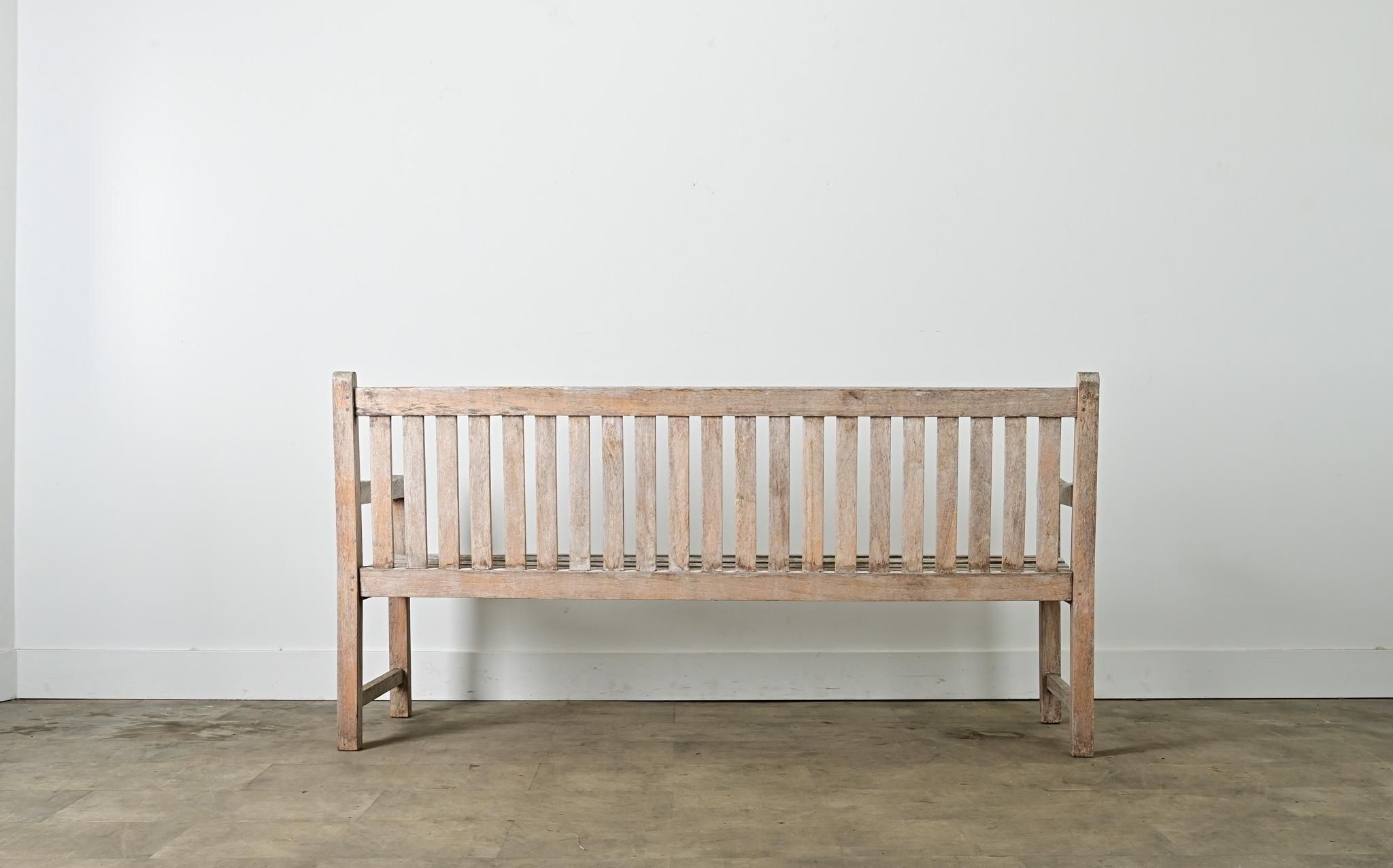 English Weathered Teak Garden Bench For Sale 1