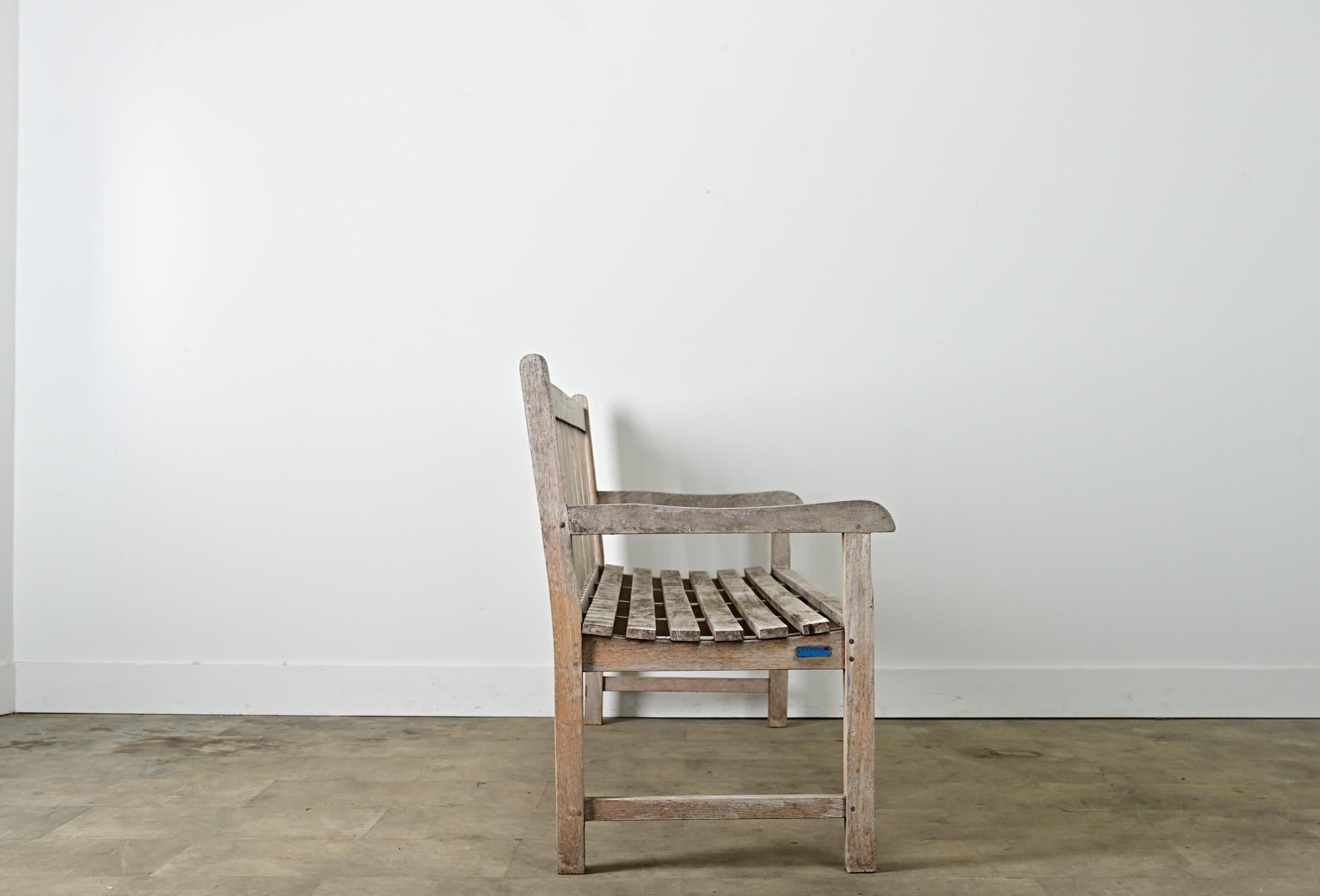English Weathered Teak Garden Bench For Sale 2
