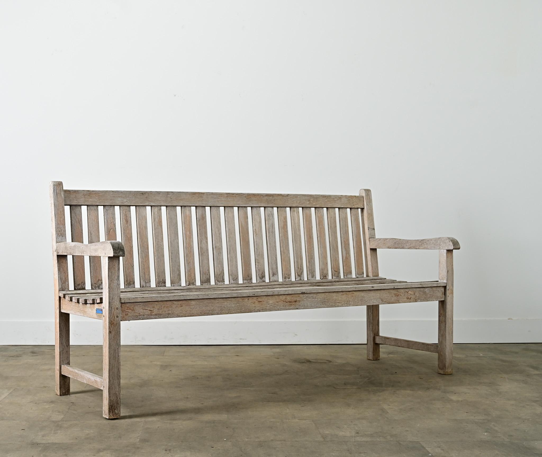 English Weathered Teak Garden Bench For Sale 3
