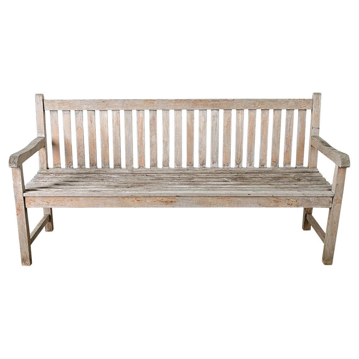 English Weathered Teak Garden Bench For Sale