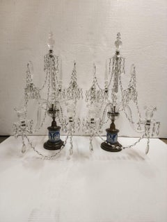 Pair of English bronze and  Wedgewood Candelabra