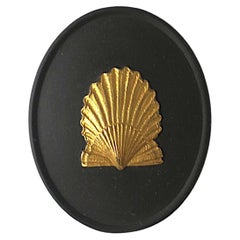 English Wedgwood Basalt Jasperware Scallop Seashell Box, circa 1980s