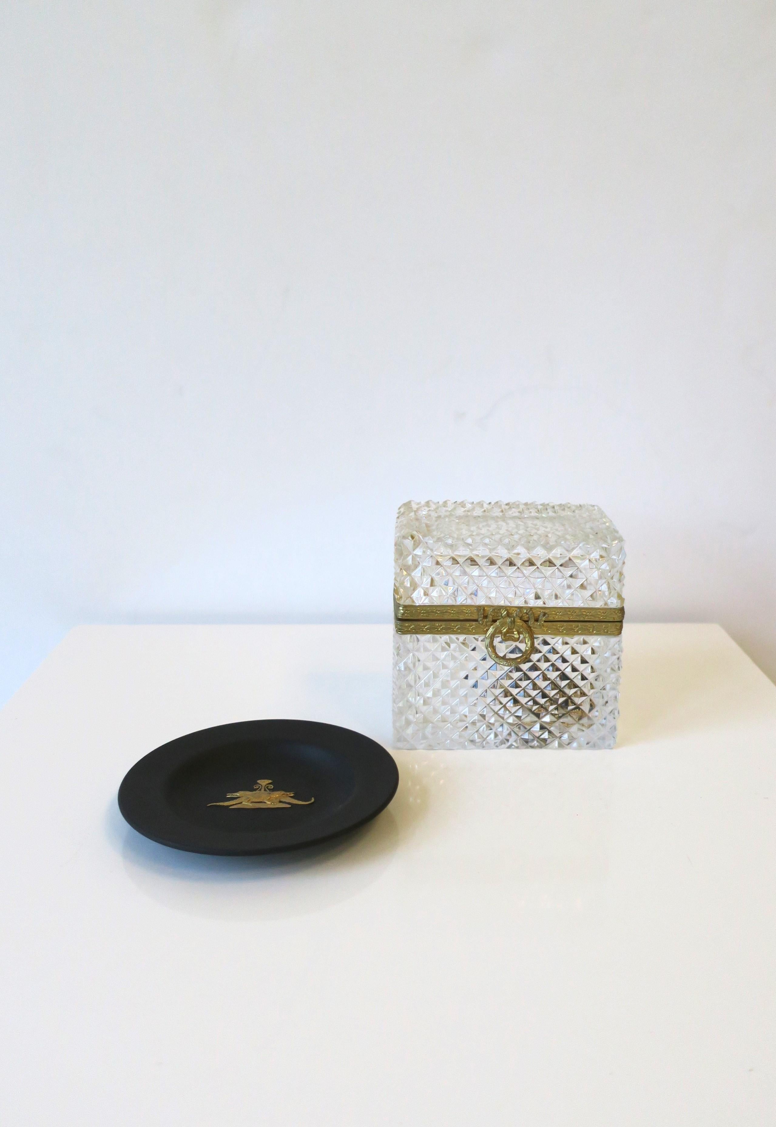 English Wedgwood Black Basalt and Gold Jewelry Dish Neoclassical Revival 2