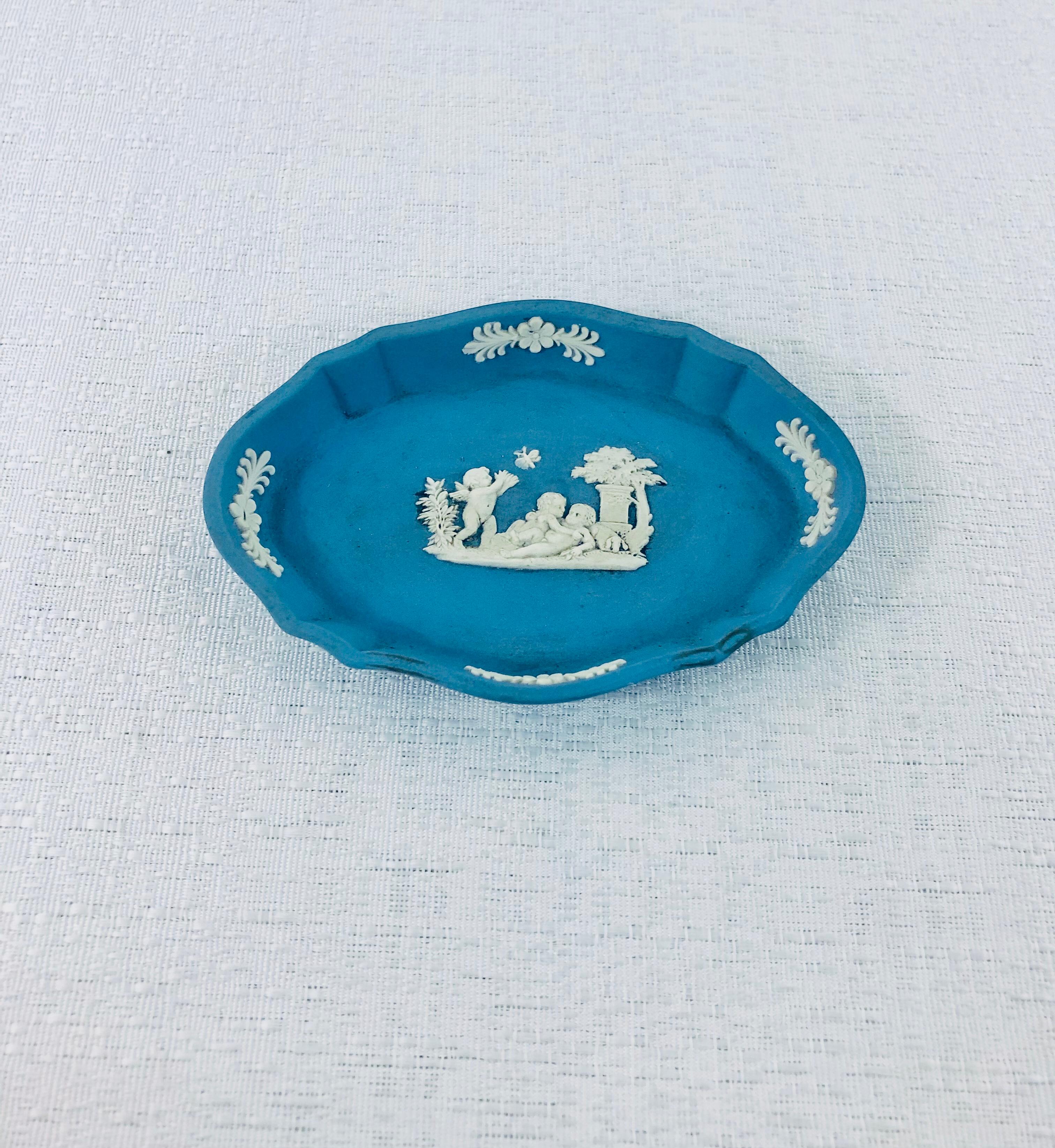 20th Century English Wedgwood Blue Jasperware Decorative Small Plates, Set of 6