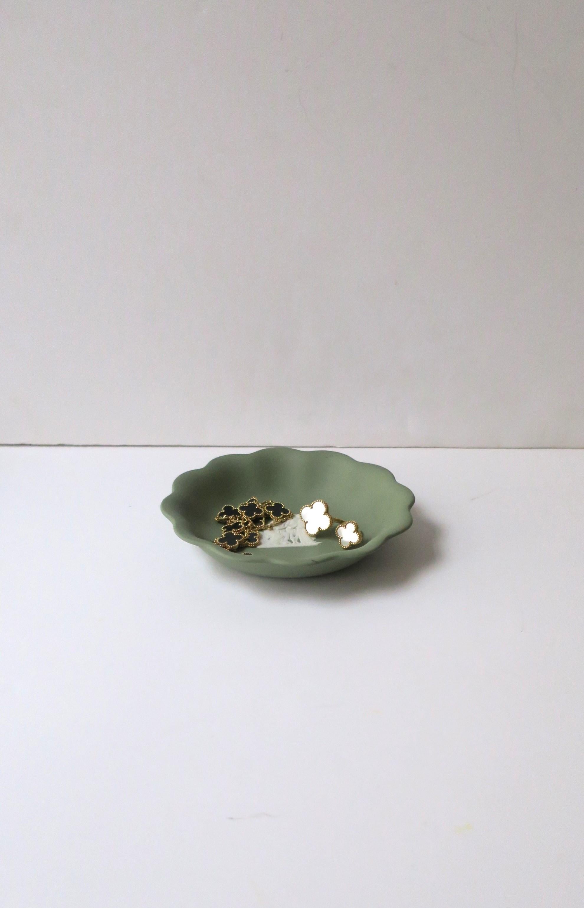 Ceramic English Wedgwood Jasperware Dish Neoclassical with Scalloped Edge