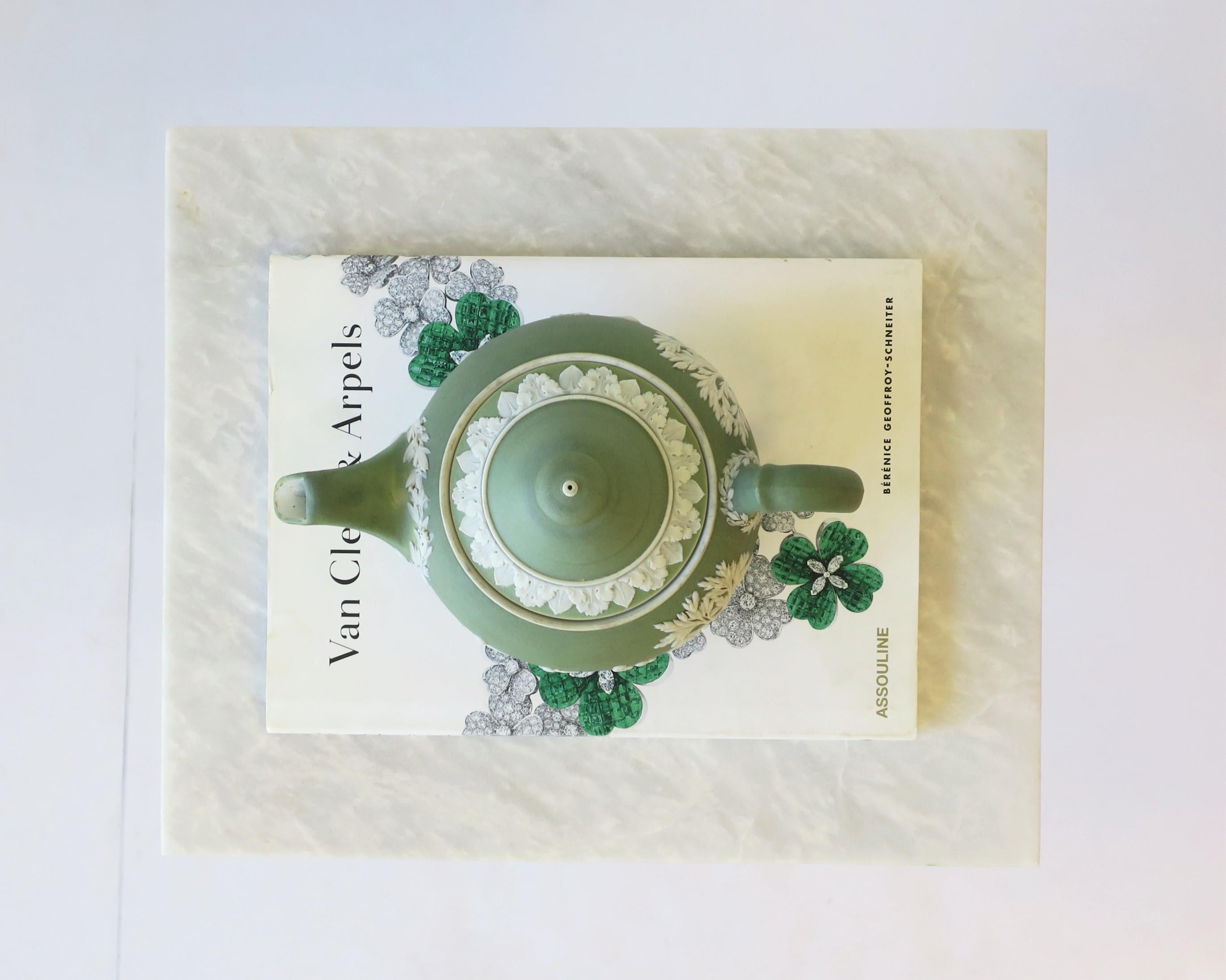 Neoclassical English Wedgwood Jasperware Matte Green and White Stoneware Tea or Coffee Pot