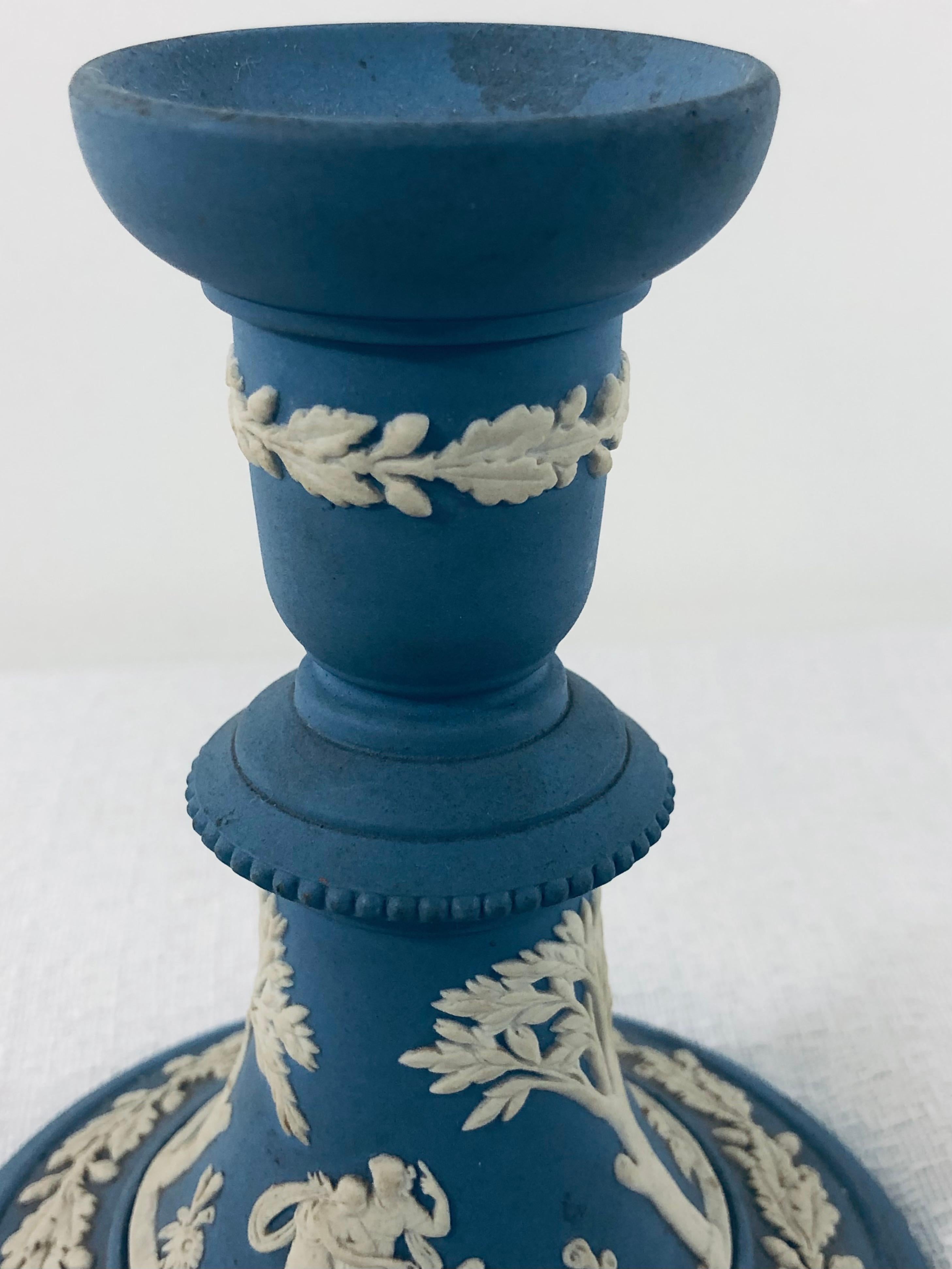 Porcelain English Wedgwood Jasperware Pair of Candleholders and Decorative Plate