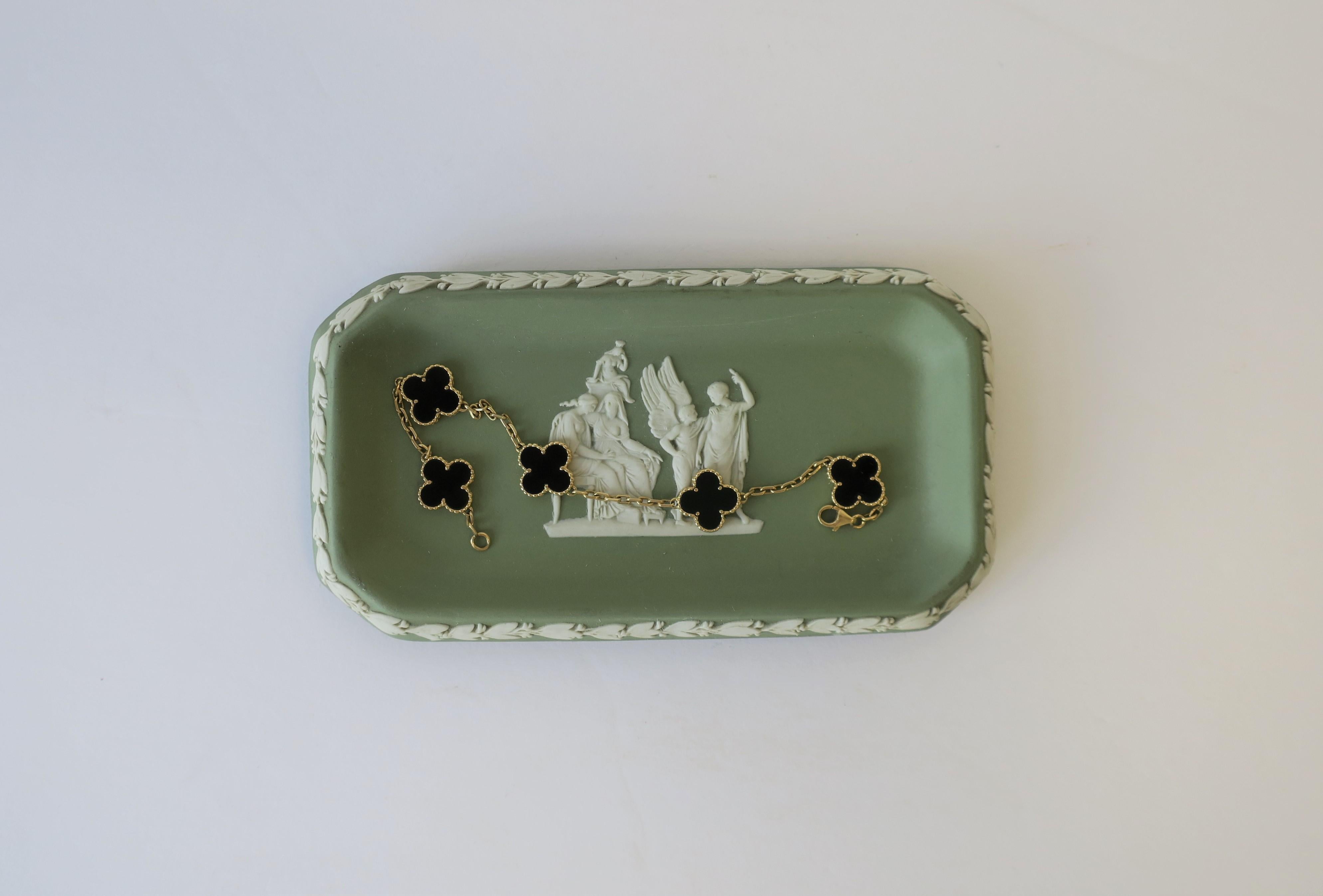 Ceramic English Wedgwood Matte Jasperware Jewelry Dish with Neoclassical Design